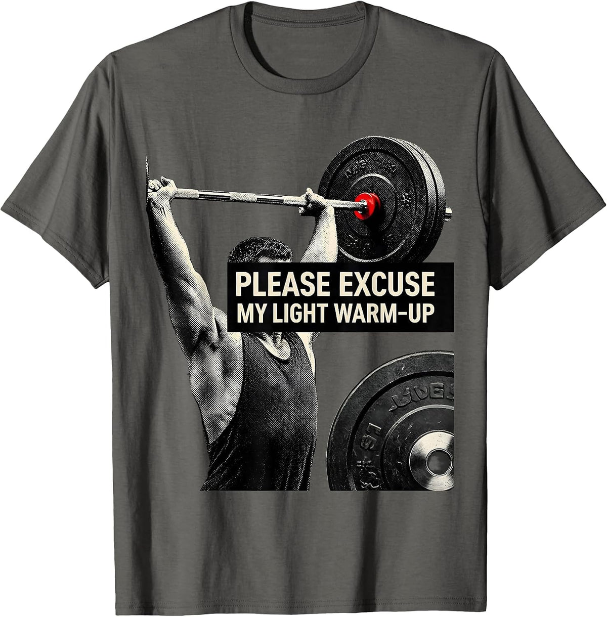 Please Excuse My Light Warm-Up Funny Gym Lifter Workout T-Shirt - Asphalt Grey