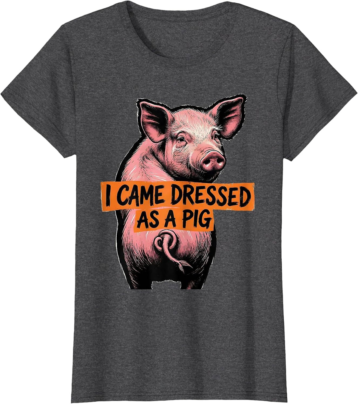 Women's I Came Dressed As A Pig Funny Pig Lover Halloween Costume T-Shirt - Dark Heather Grey