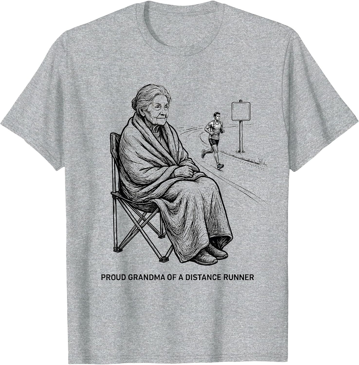 Men's Proud Grandma of a Distance Runner Supportive Cheer T-Shirt - Heather Grey