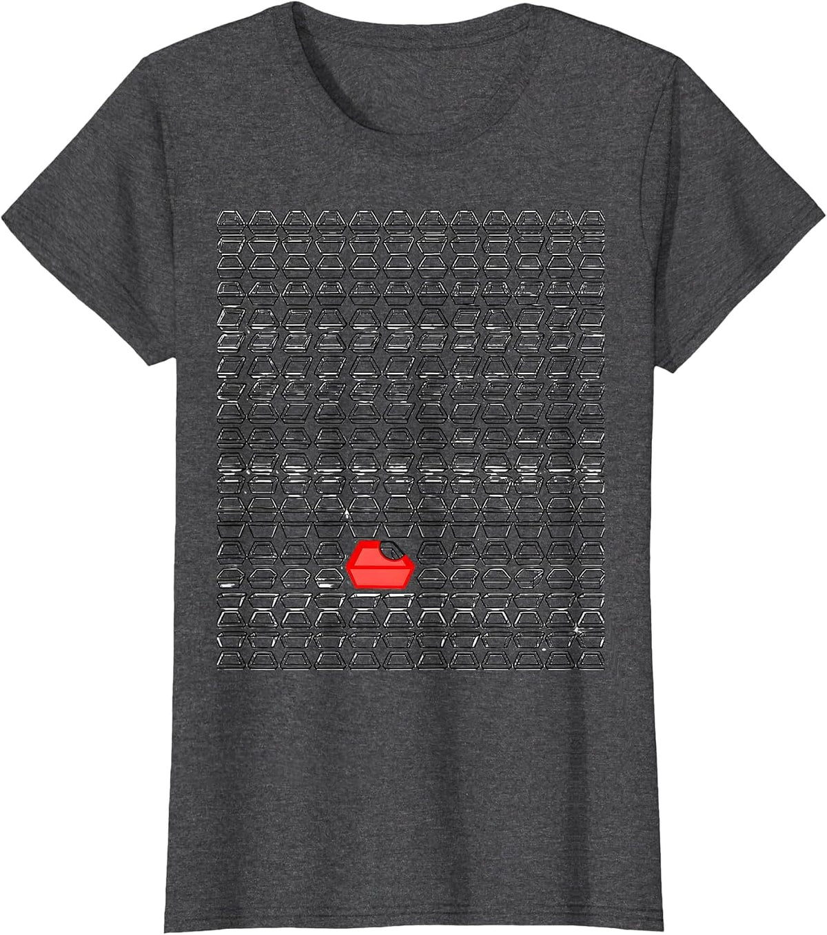 Women's Empty Trough Pig Lover Farm Humor Geometric T-Shirt - Dark Heather Grey