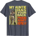 My Auntie Has Your Back Shirt Military Proud Army Nephew T-Shirt - Heather Blue