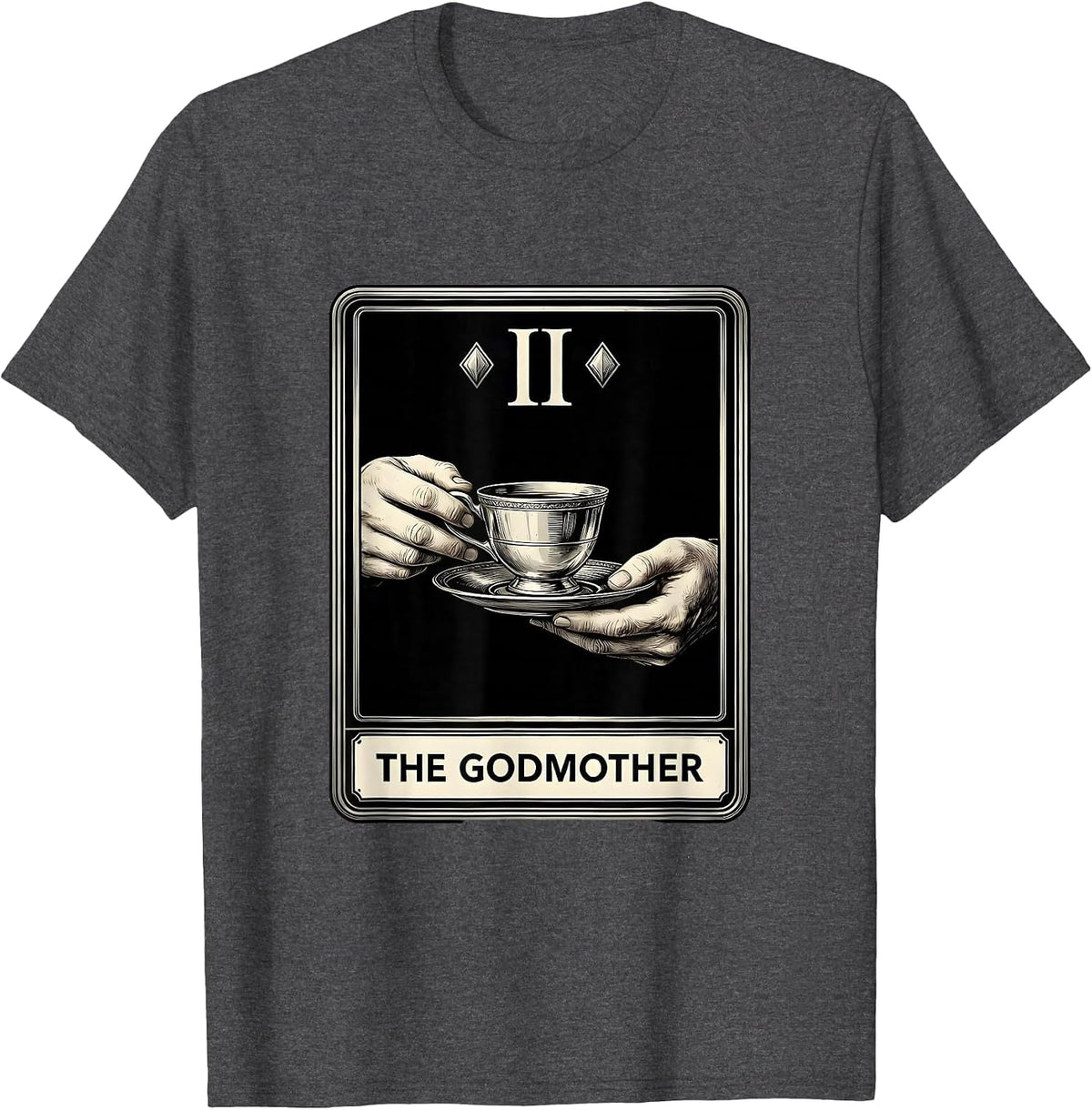 Men's The Godmother Funny Tarot Card Parody Family Role Humor T-Shirt - Dark Heather Grey