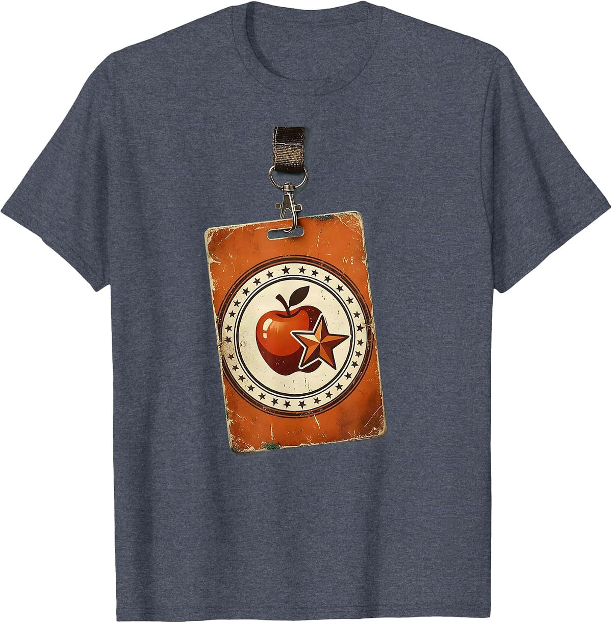 Substitute Teacher Badge Clip Graphic Design T-Shirt - Heather Blue