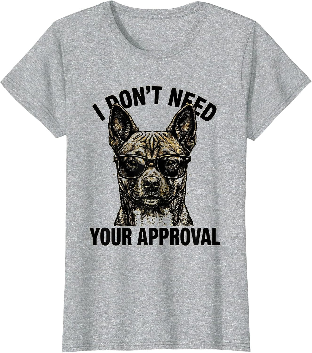 I Don't Need Your Approval Funny Dog Meme Humor Dog Owner T-Shirt - Heather Grey