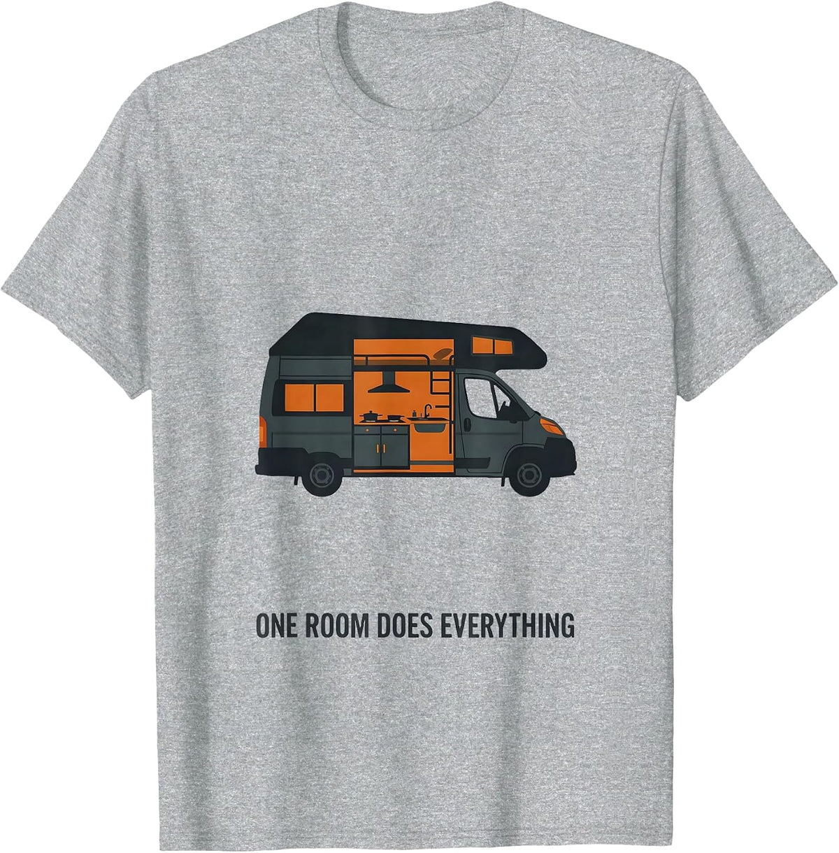 Men's One Room Does Everything Vintage Van Life Dwellers Road Trip T-Shirt - Heather Grey