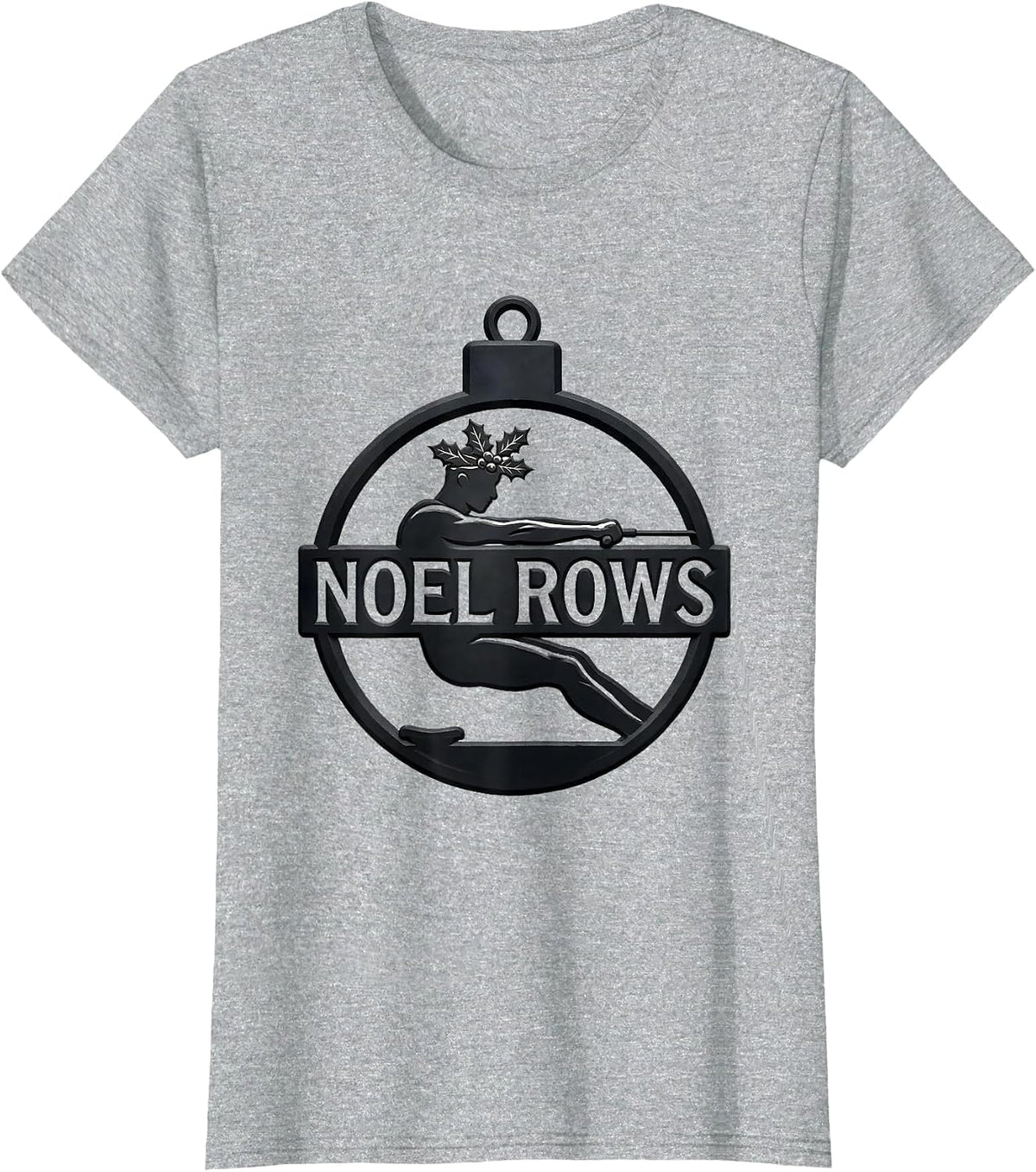 Women's Noel Rows Funny Christmas Gym Bodybuilder Weightlifting T-Shirt - Heather Grey