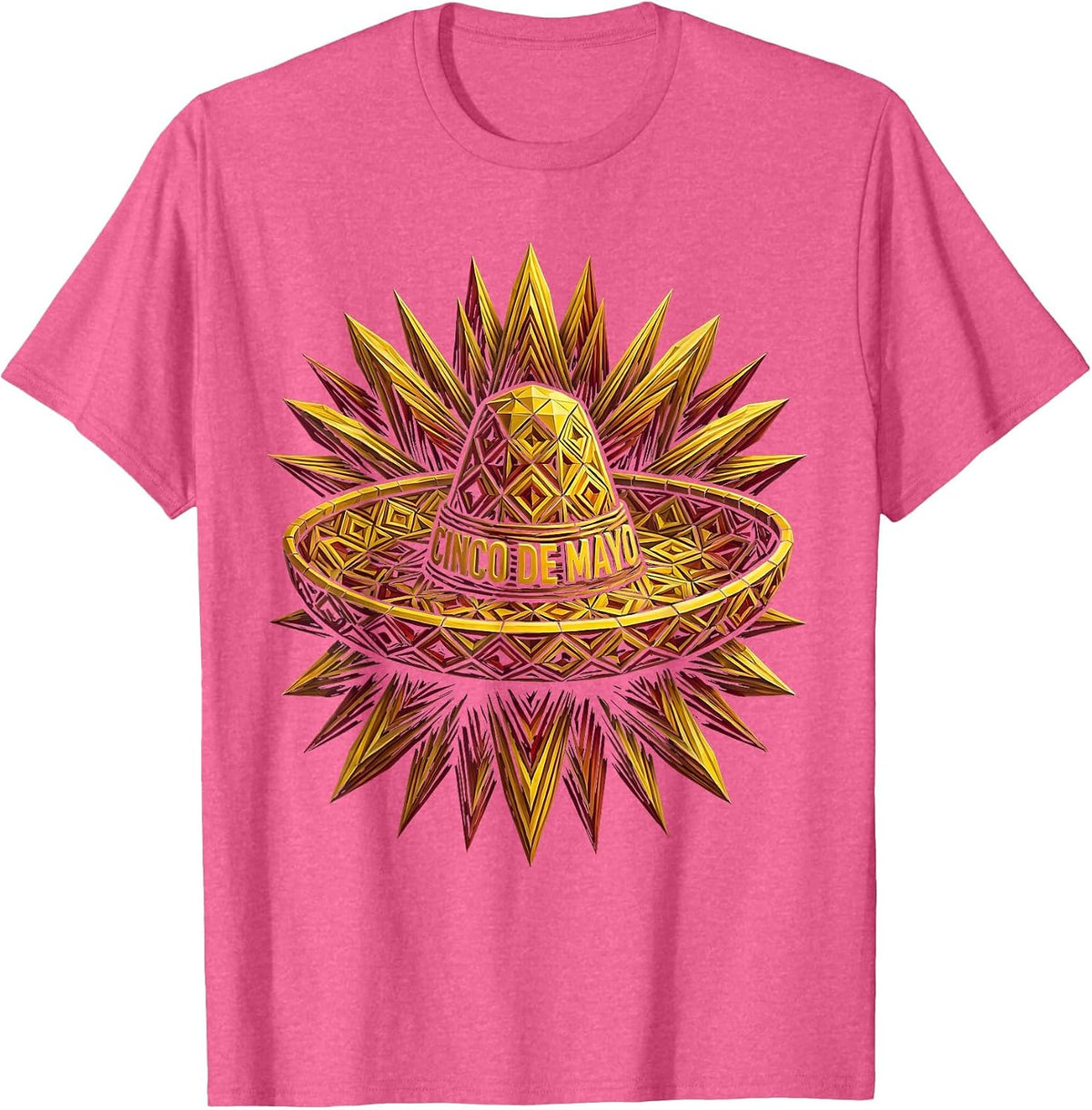 Cinco de Mayo Festive Mexican Celebration Design T-Shirt - Pink Heather