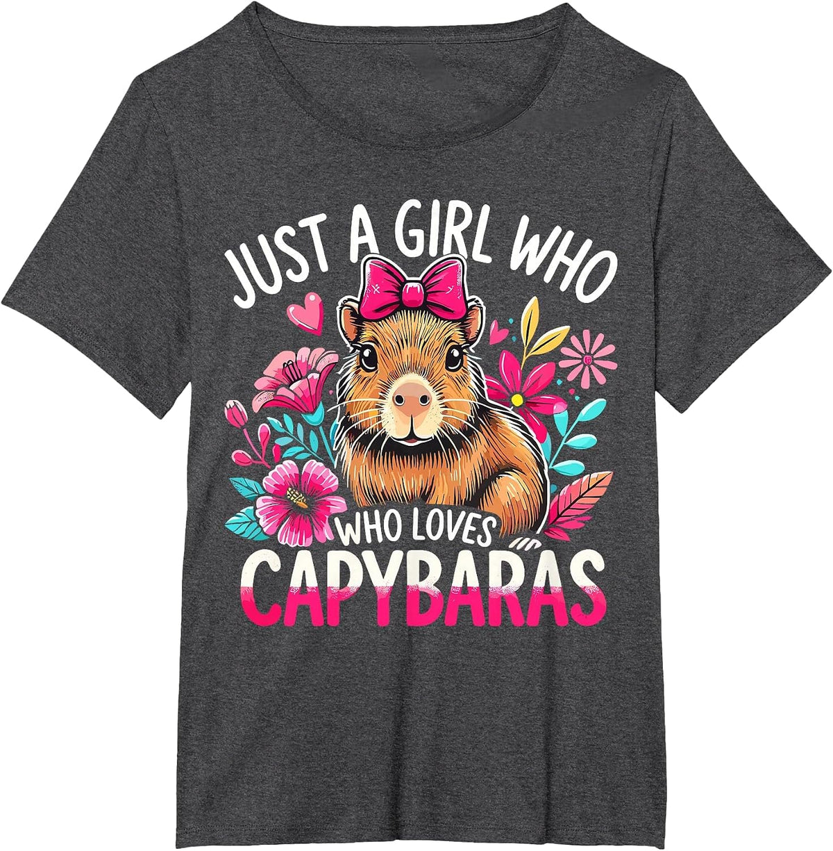 Just a Girl Who Loves Capybaras T-Shirt Tee for Girls Women Capybara Lover Gift - Dark Heather Grey