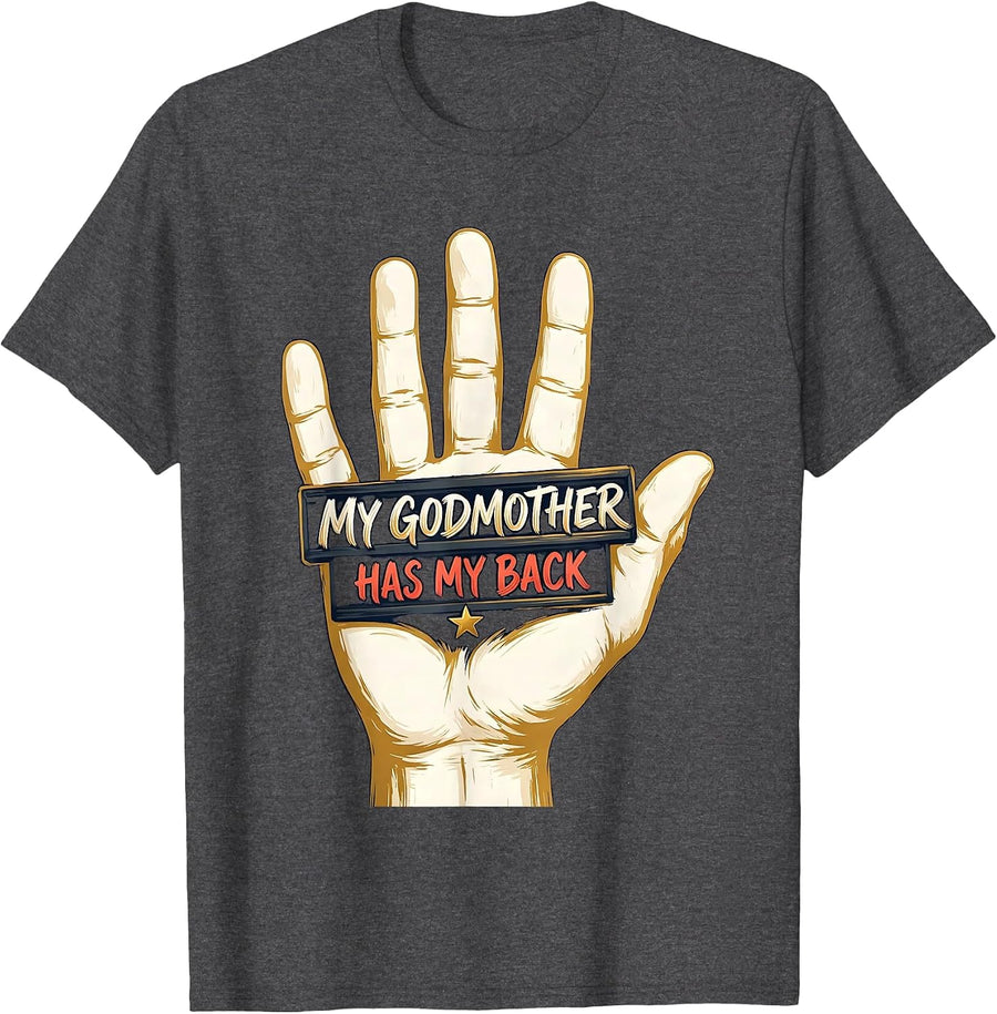 Men's My Godmother Has My Back Funny Godmother Godchild Gift T-Shirt - Dark Heather Grey