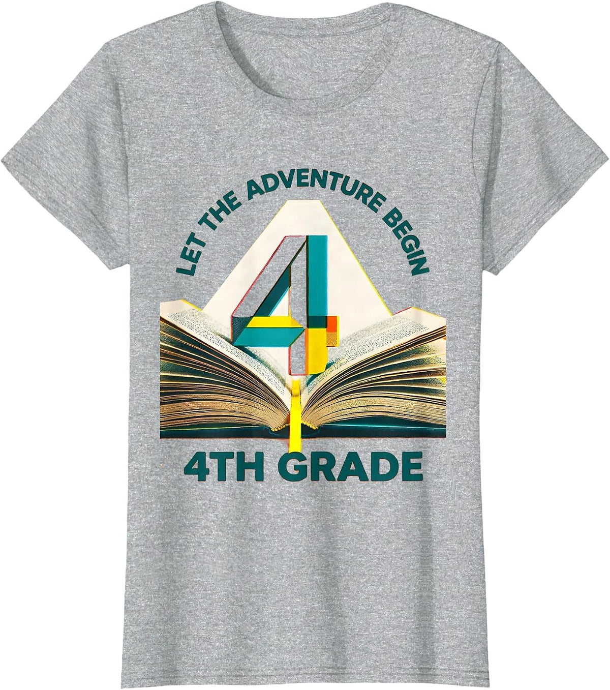 Let The 4th Grade Adventure Begin Fourth Grade Teacher Kids T-Shirt - Heather Grey