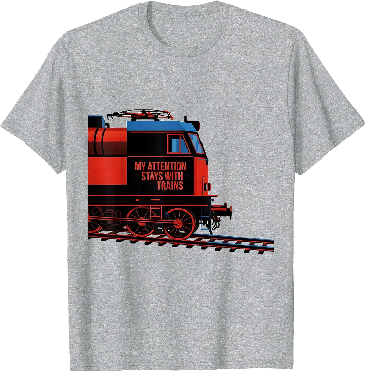Men's My Attention Stays With Trains Bauhaus Modernist Train T-Shirt - Heather Grey