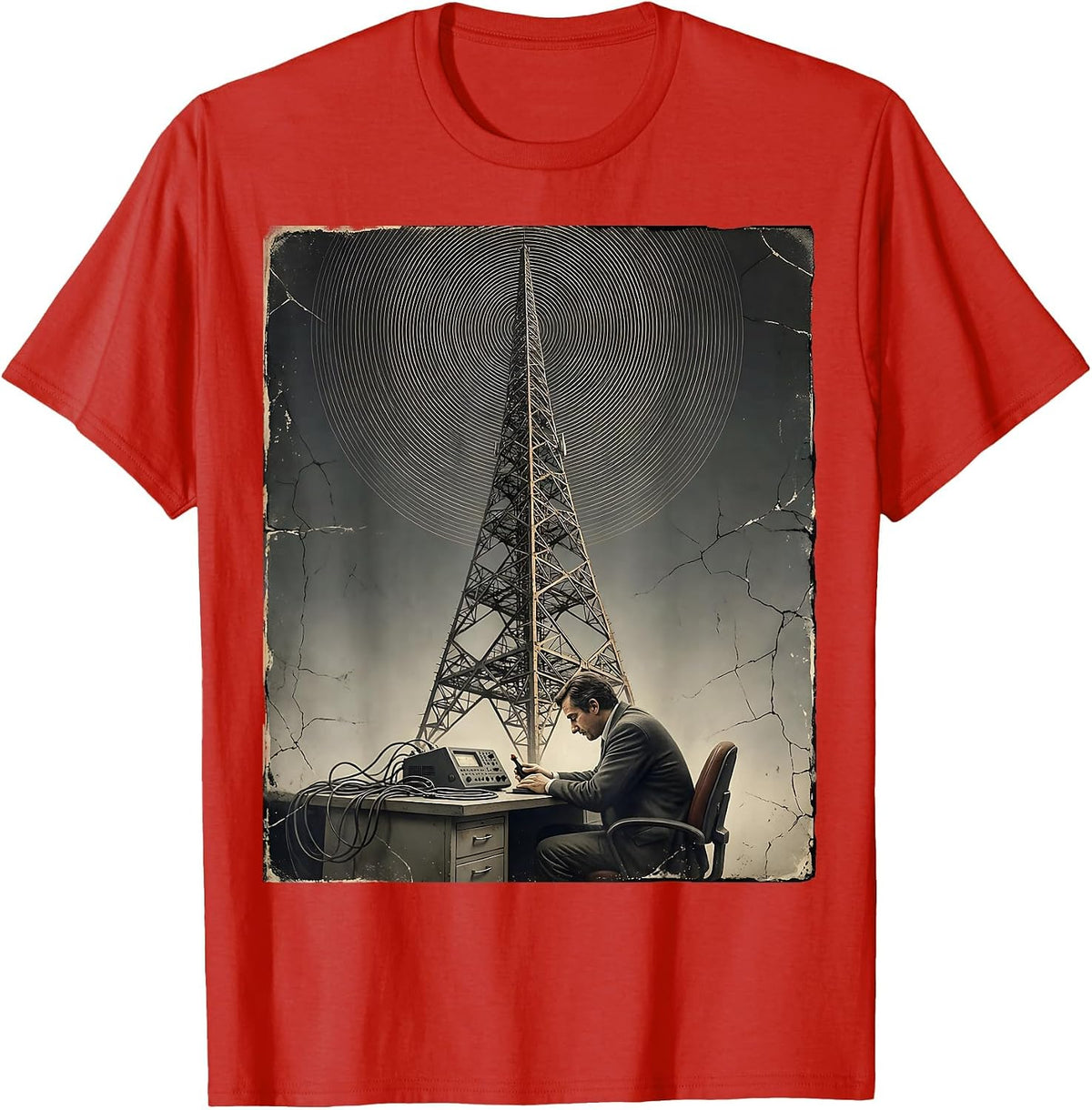 Men's Calm Operator Distressed Ham Radio Hobbyist Humor T-Shirt - Red