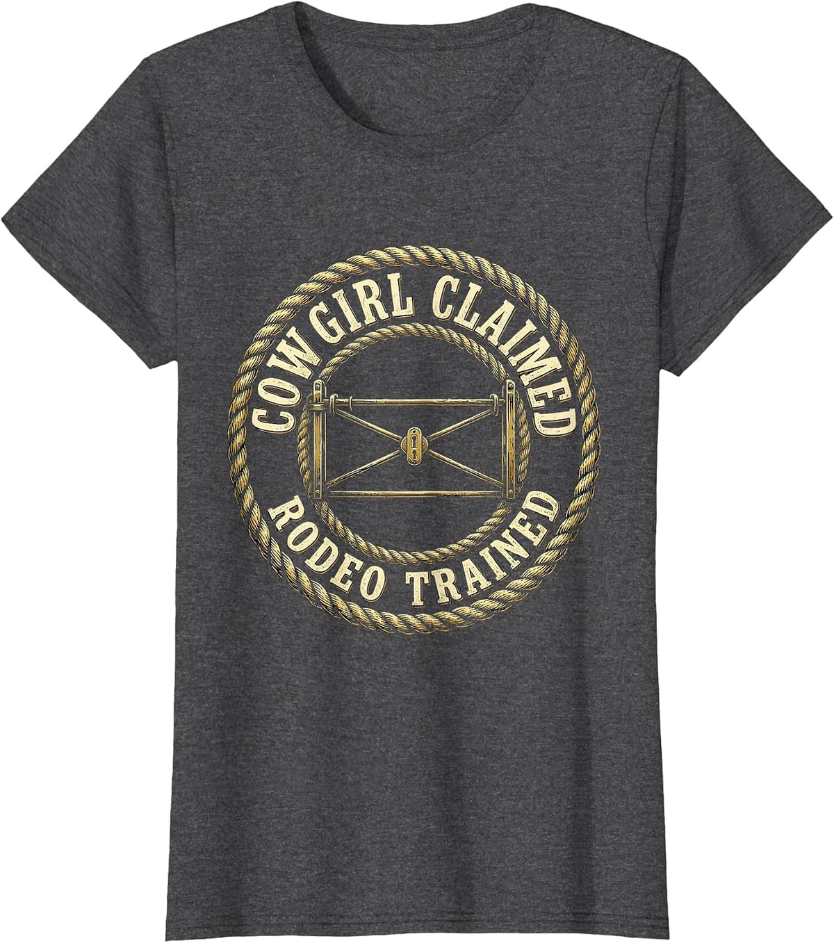 Women's Cowgirl Claimed Rodeo Trained Western Cowboy Humor Country T-Shirt - Dark Heather Grey