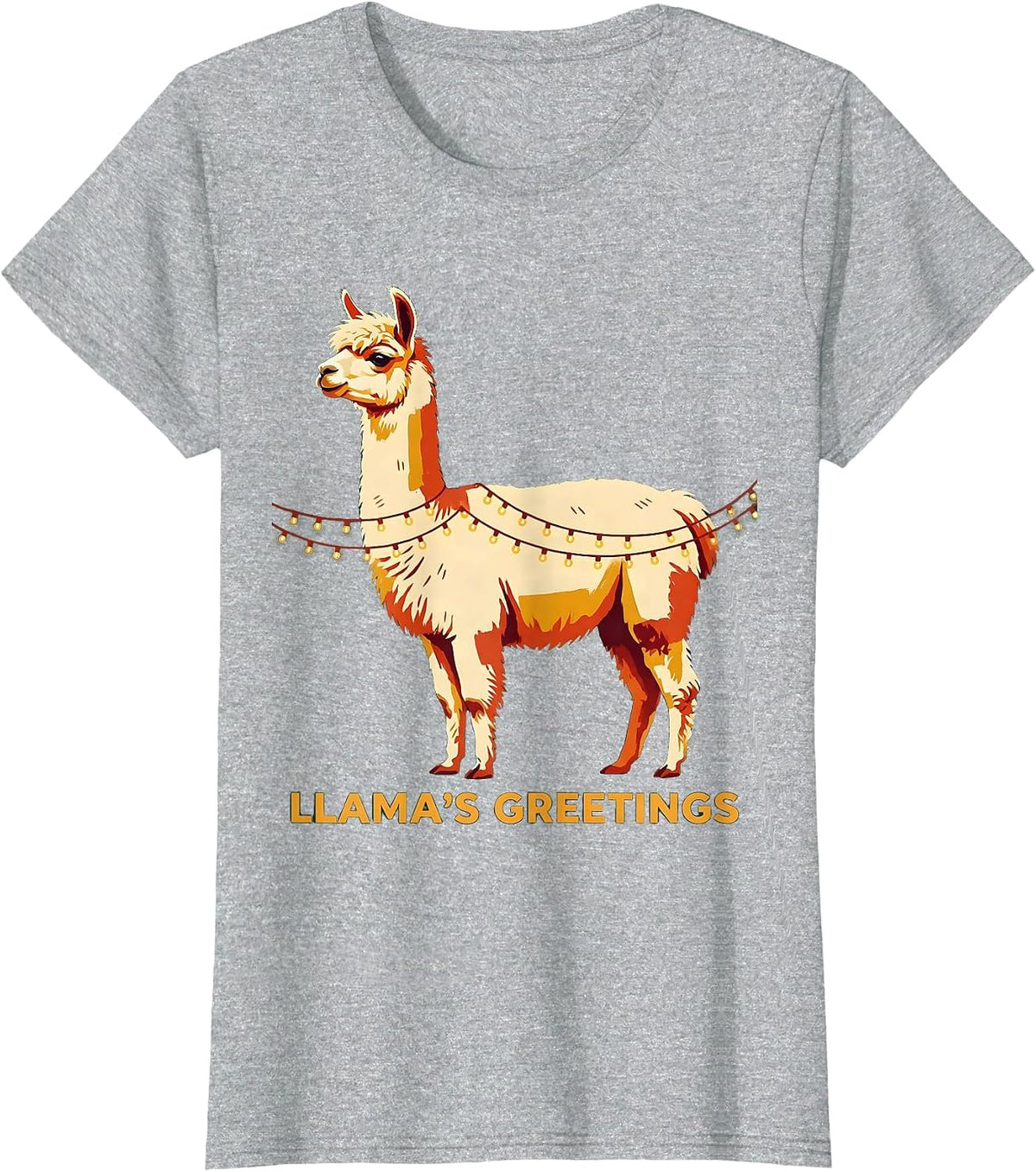Llama's Greetings Funny Llama Christmas Animal Lover Humor T-Shirt - Heather Grey