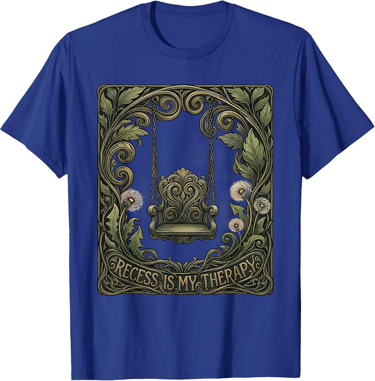 Men's Recess Is My Therapy 5th Grade Teacher Design T-Shirt - Royal Blue