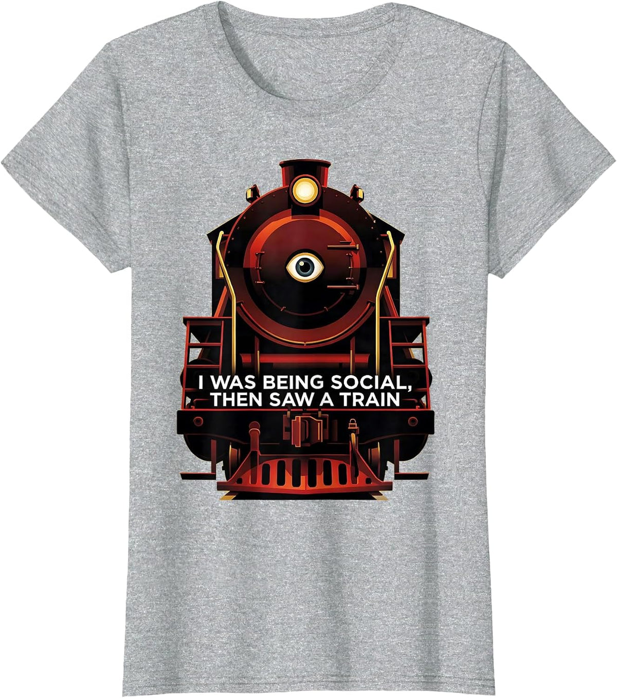 I Was Being Social Then Saw A Train Funny Train Enthusiast T-Shirt - Heather Grey