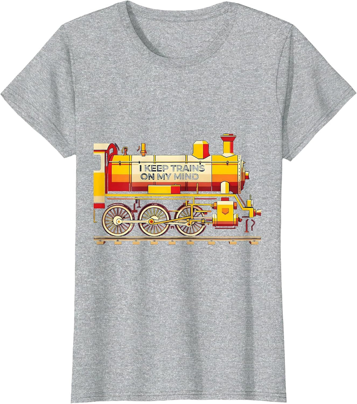 I Keep Trains On My Mind Funny Train Enthusiast Locomotive T-Shirt - Heather Grey