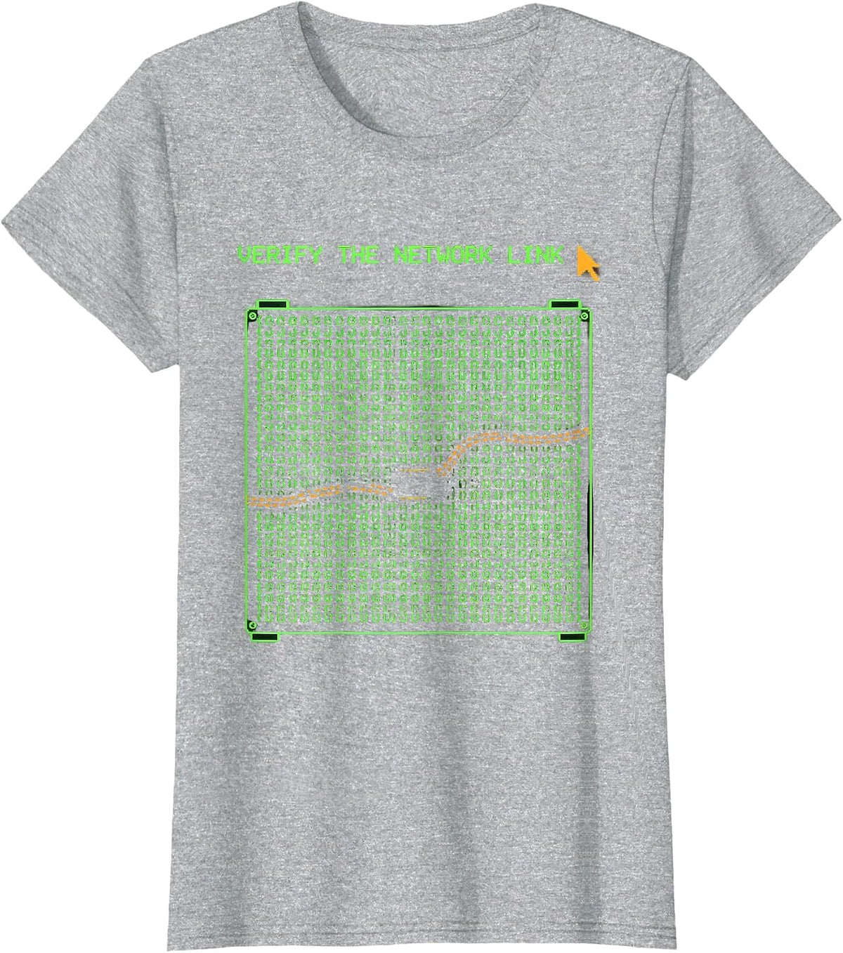 Women's Verify The Network Link Ascii Terminal Art Funny IT Tech T-Shirt - Heather Grey