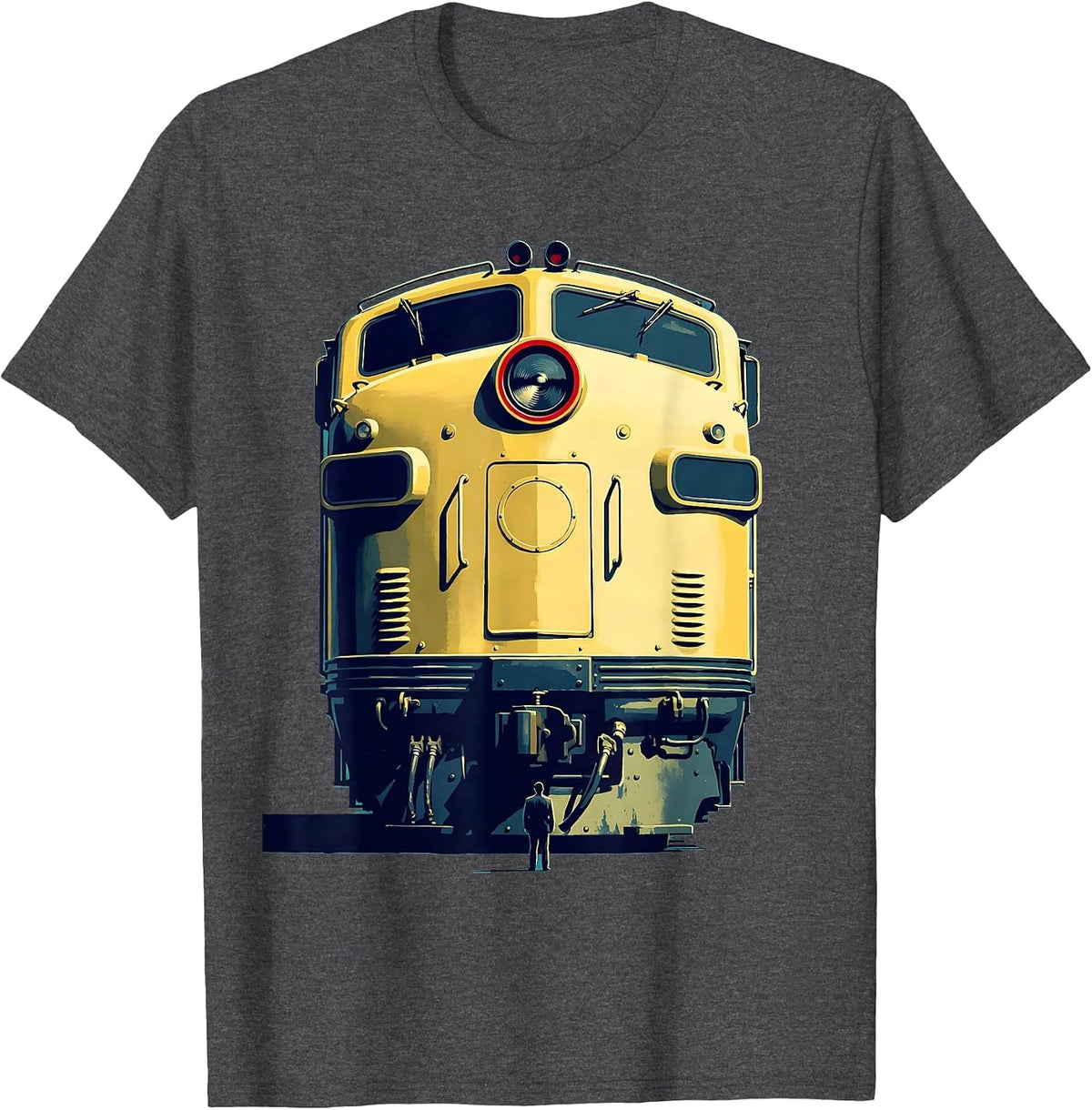 Enormous Locomotive Train Enthusiast Deadpan Humor T-Shirt - Dark Heather Grey