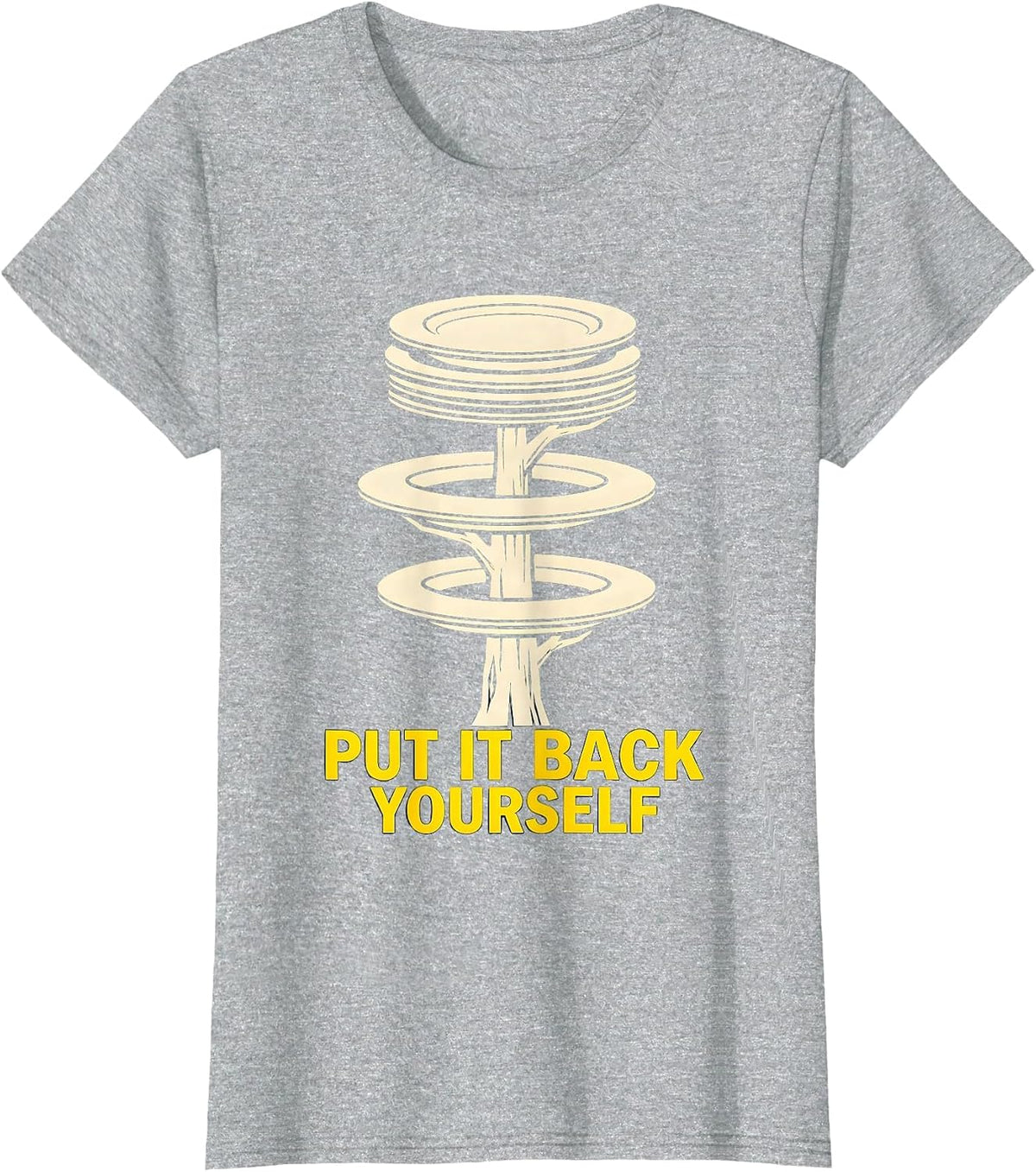 Women's Put It Back Yourself Funny Gym Workout Weightlifting Humor T-Shirt - Heather Grey