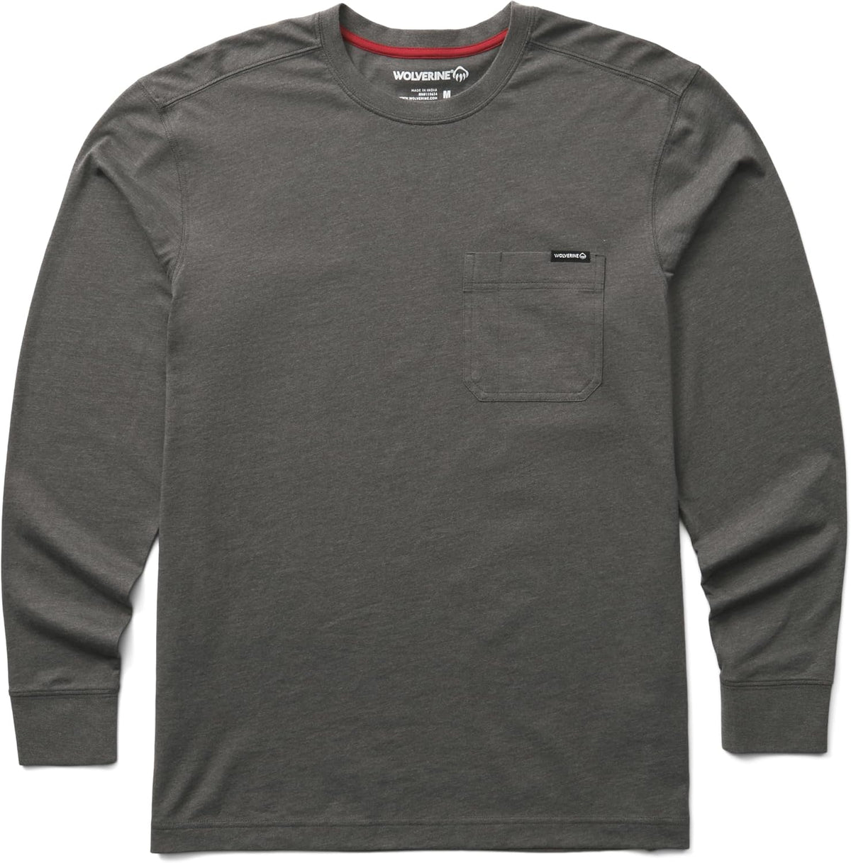 Wolverine Men's Classic Long Sleeve Pocket Tee - Charcoal Heather