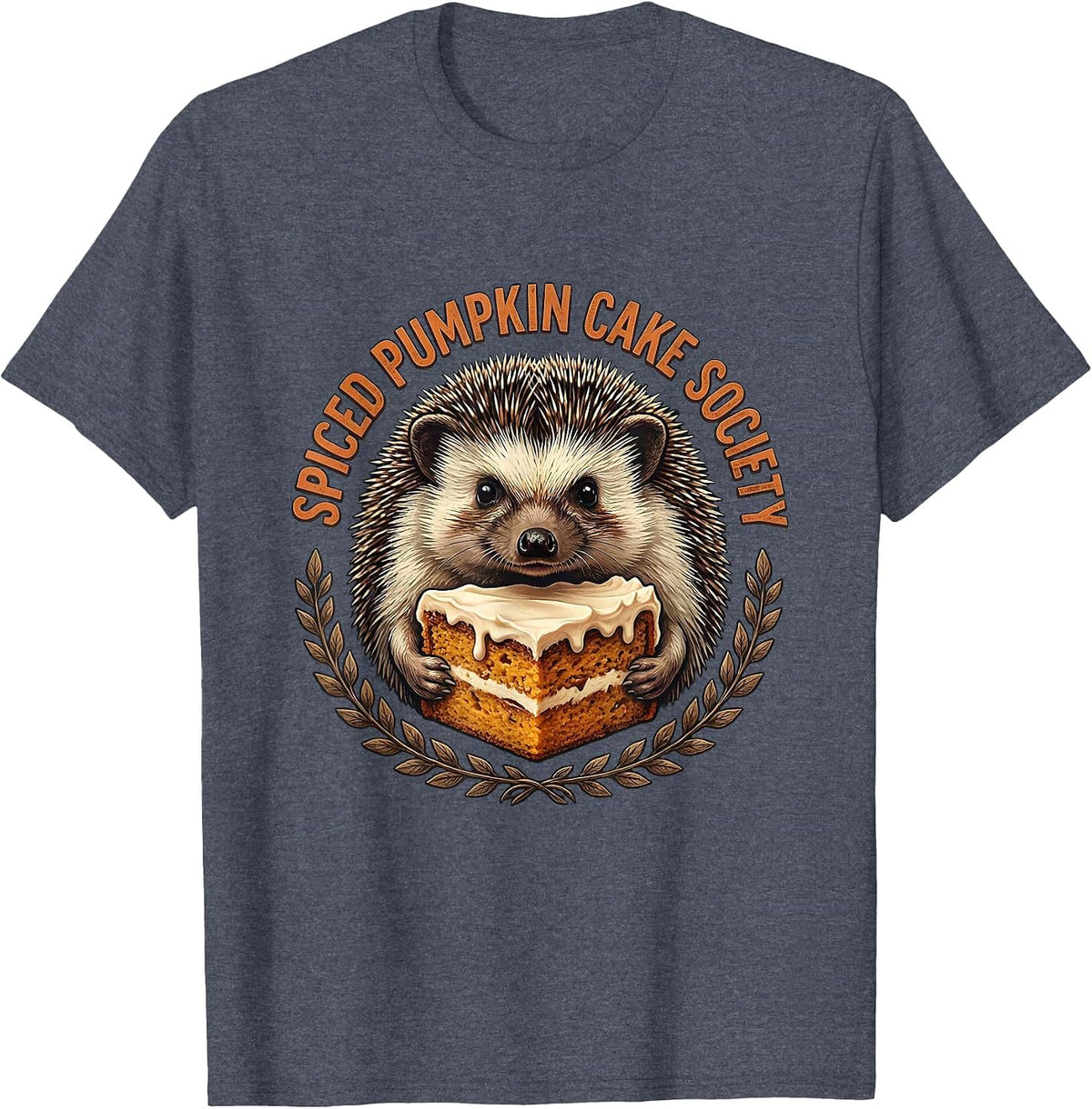 Spiced Pumpkin Cake Society Vintage Hedgehog Cozy Fall T-Shirt - Heather Blue