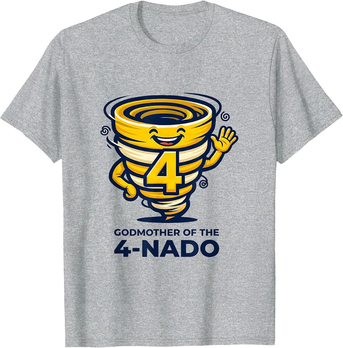Men's Godmother of the 4-Nado Funny Tornado Toddler Birthday Party T-Shirt - Heather Grey