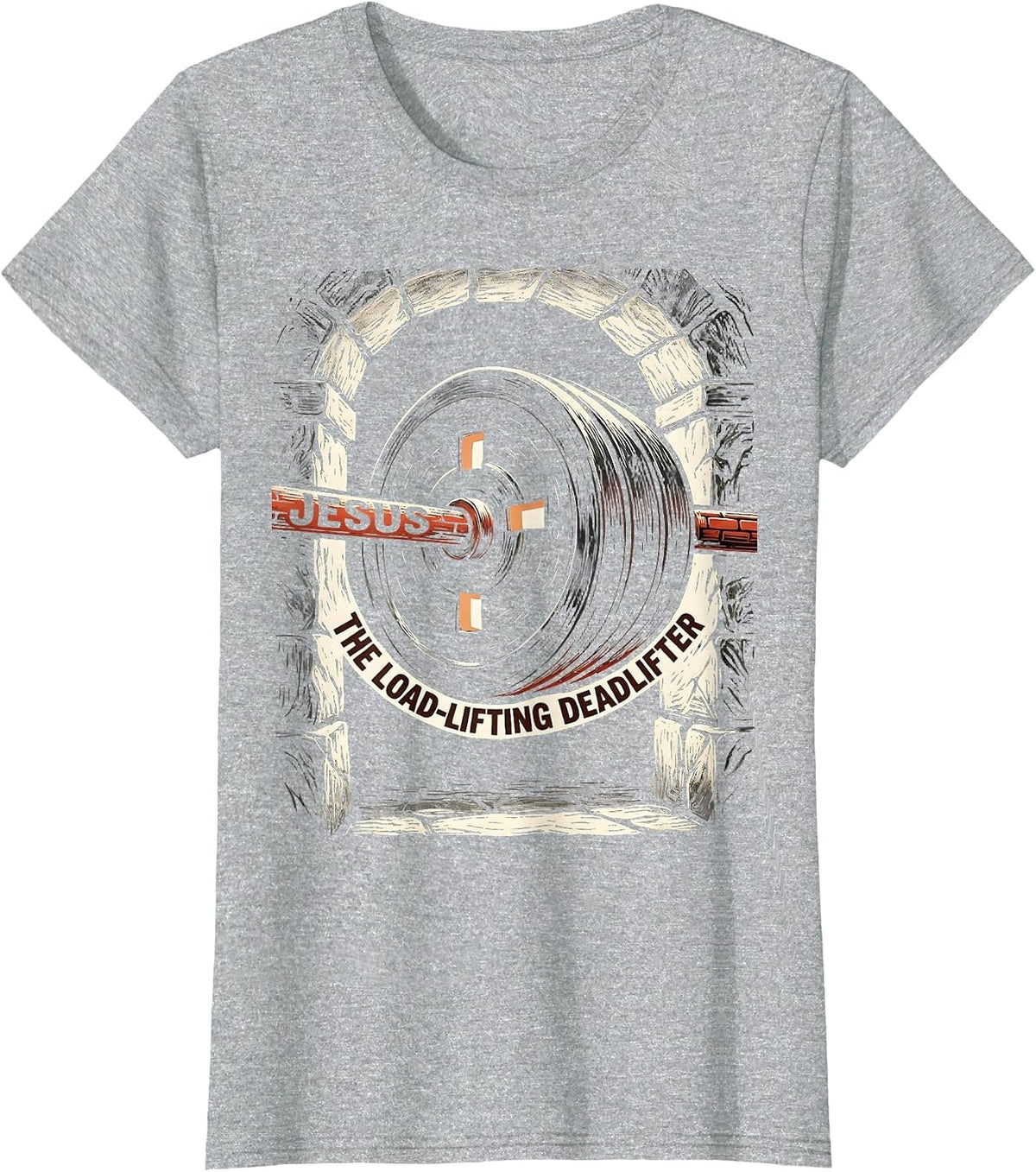 Women's Jesus, The Load-Lifting Deadlifter Funny Christian Gym T-Shirt - Heather Grey