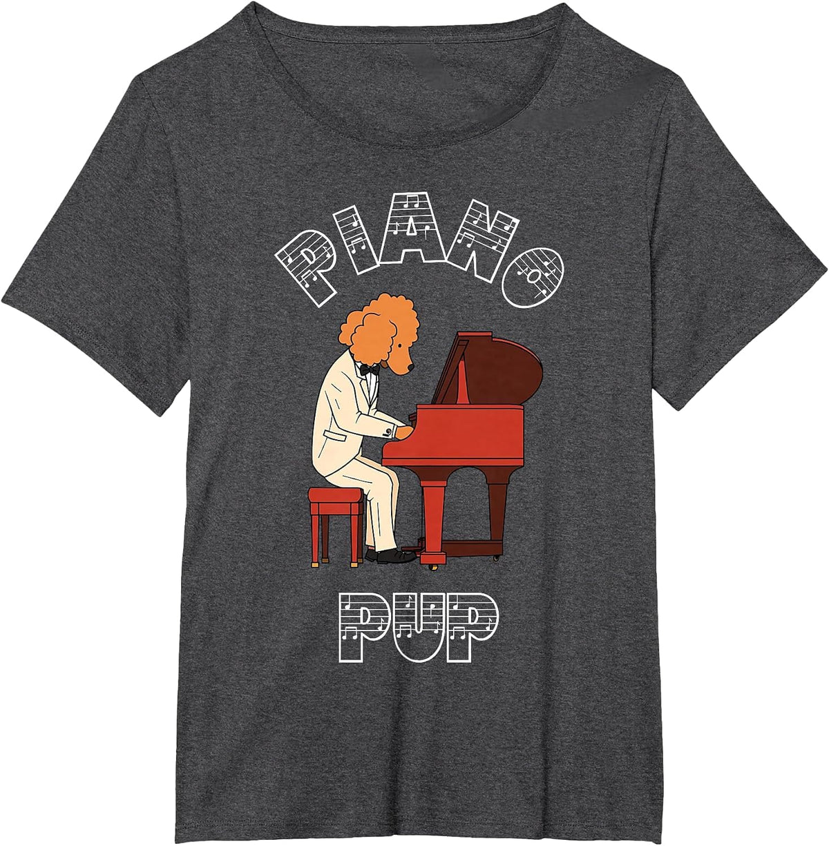 Goldendoodle Piano Paws Funny Dog Music T-Shirt - Dark Heather Grey
