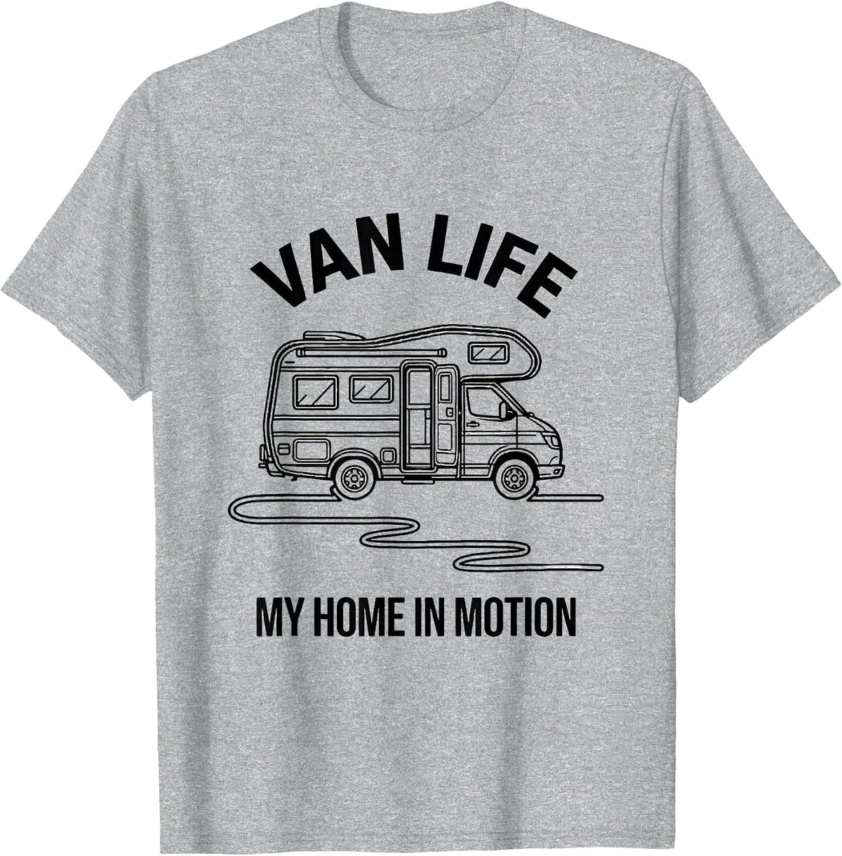 Men's Van Life, My Home In Motion Retro Camper Vanlife Nomads T-Shirt - Heather Grey