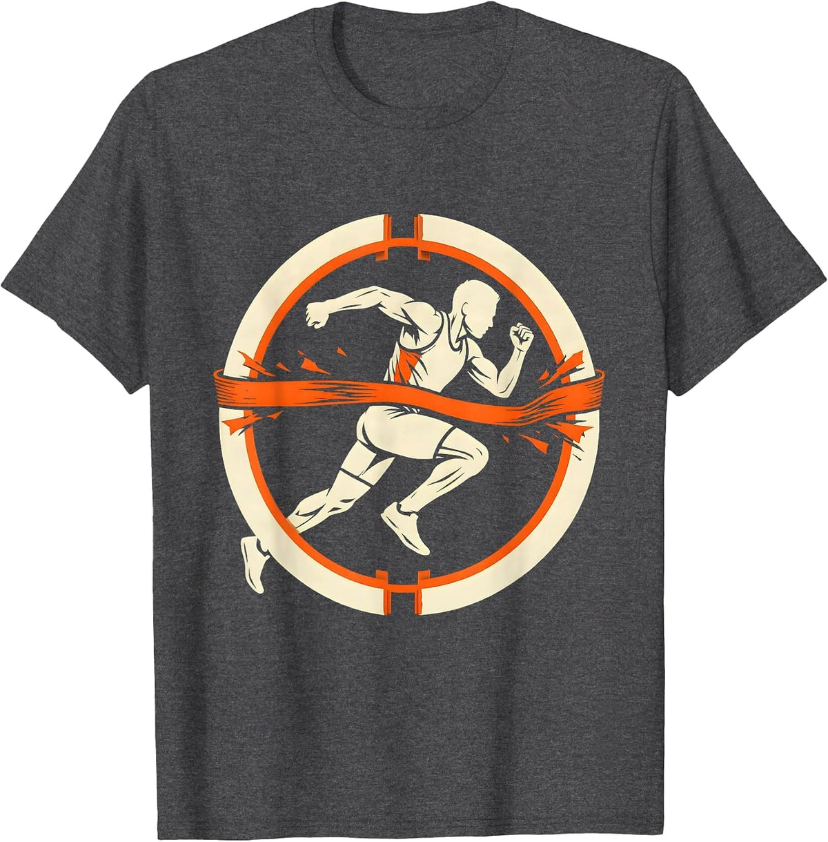Men's Athlete Bursting Through Finish Line Graphic T-Shirt - Dark Heather Grey