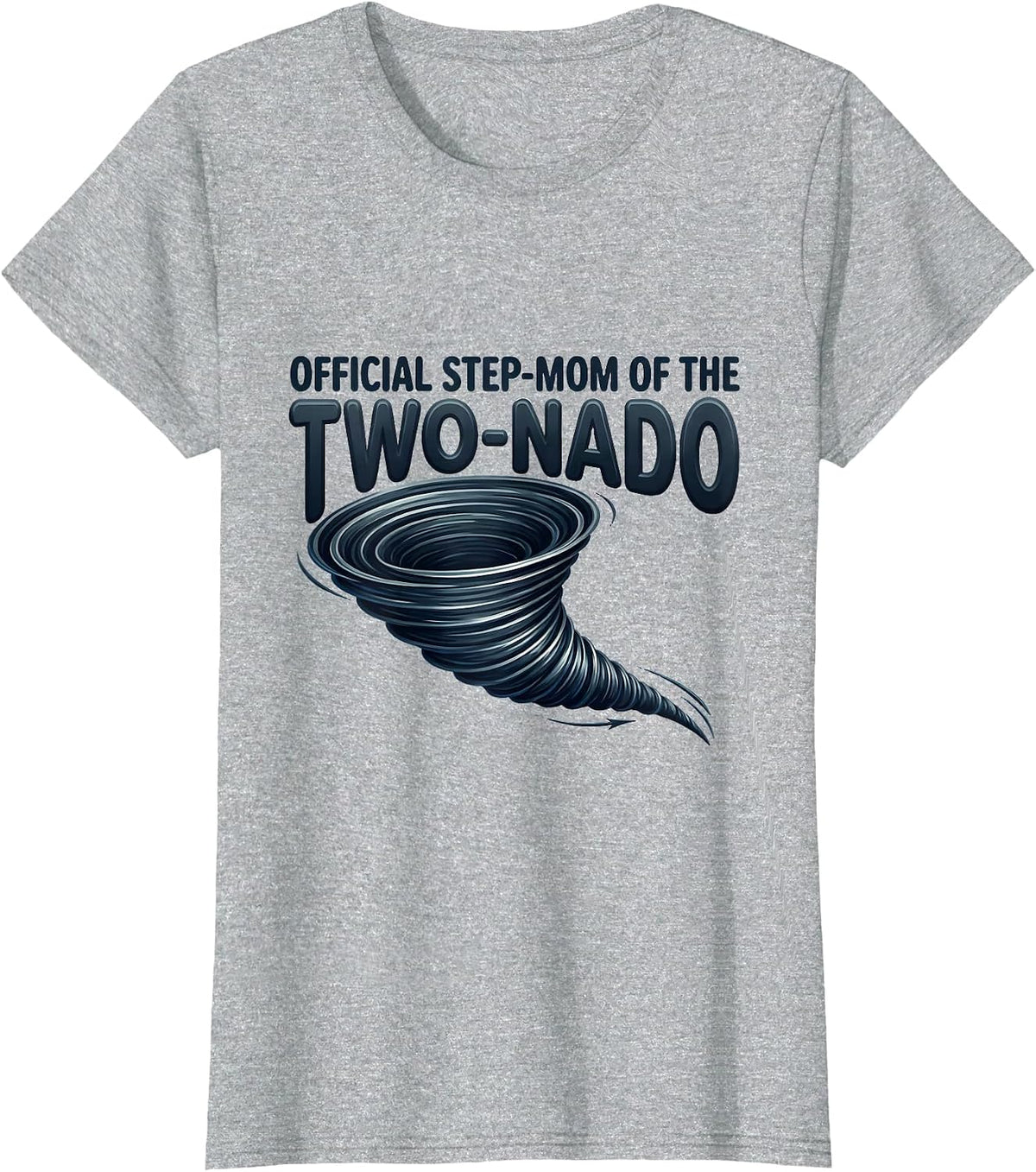Official Step-Mom Of The Two-Nado Funny Tornado Birthday T-Shirt - Heather Grey