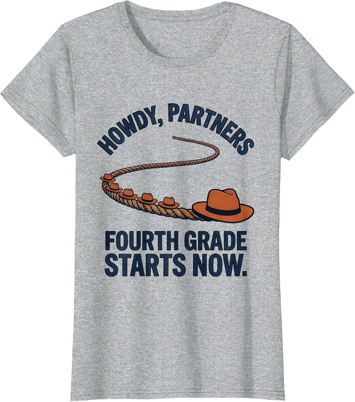 Women's Howdy Partners Fourth Grade Starts Now Teacher T-Shirt - Heather Grey