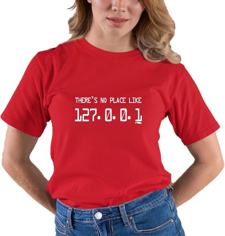 Go All Out Adult There's No Place Like 127.0.0.1 T-Shirt - Red
