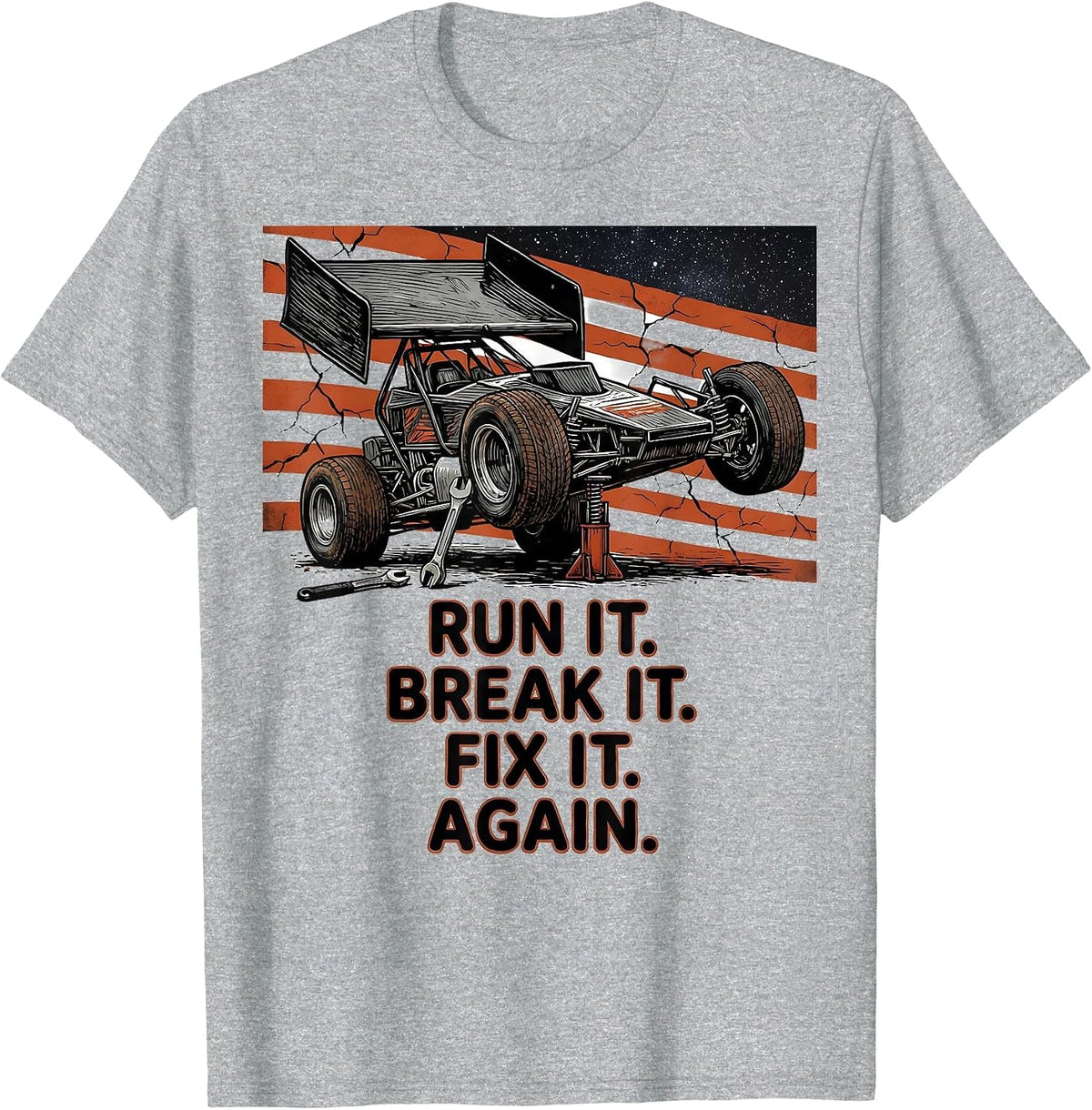 Men's Run It Break It Fix It Again Patriotic RC Car Racing Sprint T-Shirt - Heather Grey