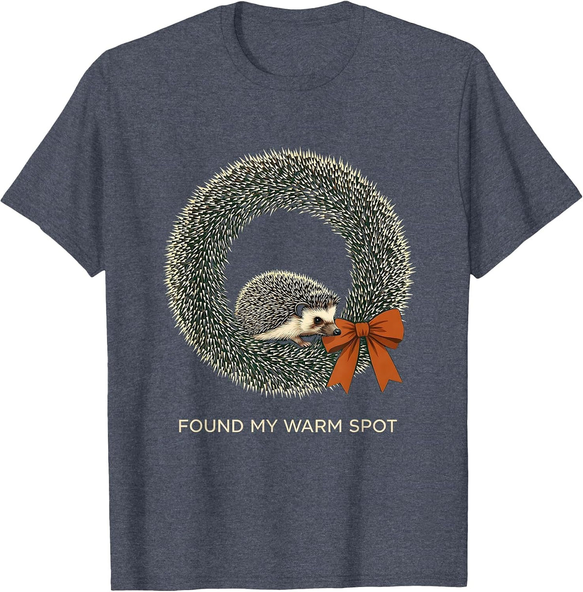 Found My Warm Spot Cute Hedgehog Christmas Novelty Gift T-Shirt - Heather Blue