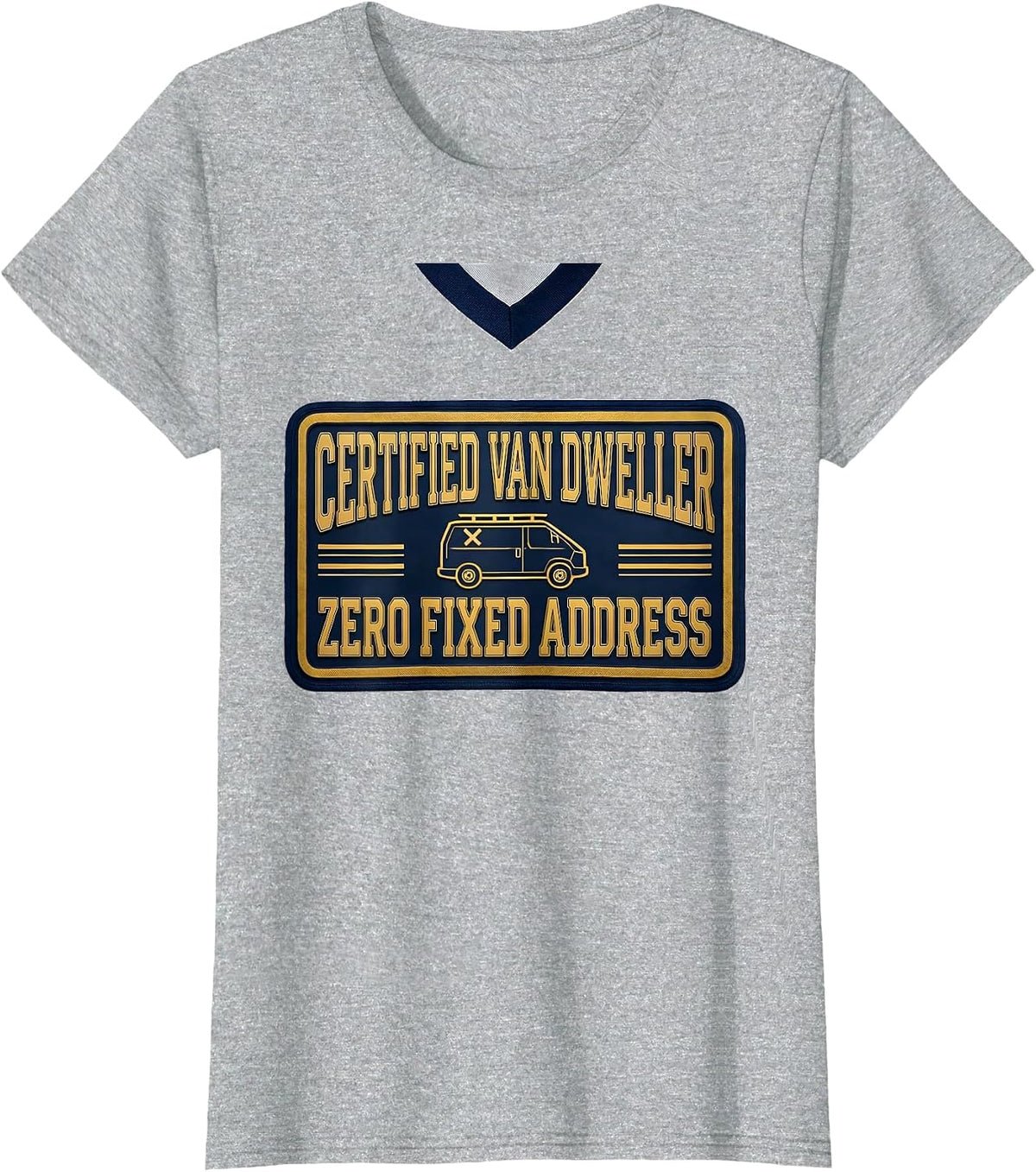 Women's Certified Van Dweller, Zero Fixed Address Retro T-Shirt - Heather Grey