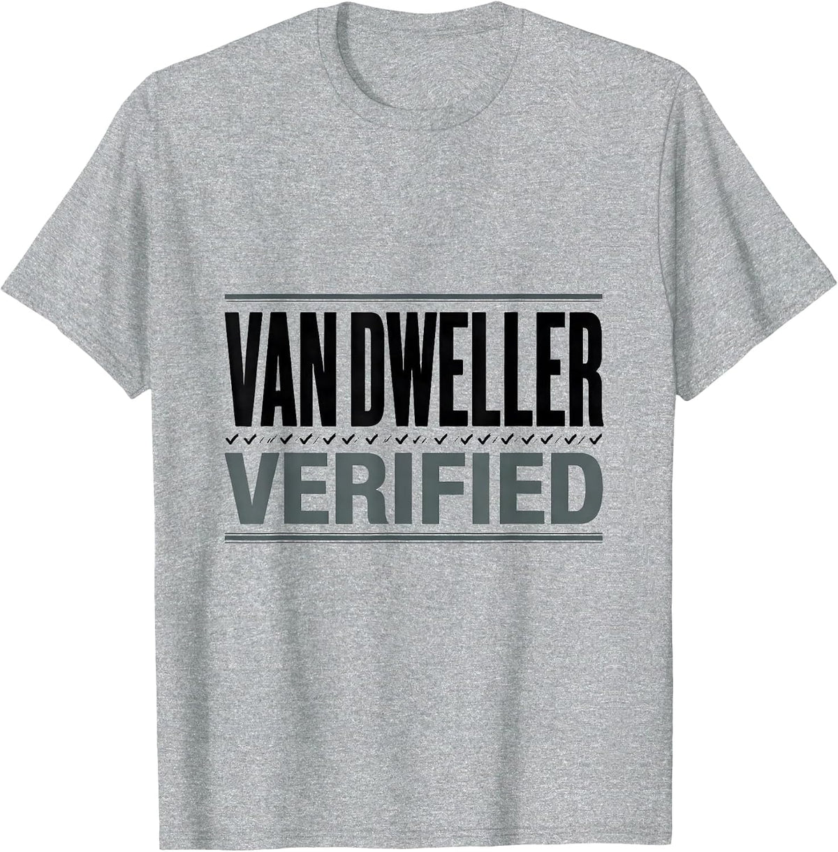 Men's Van Dweller, Verified Funny Van Life Nomad Road-Trip Humor T-Shirt - Heather Grey