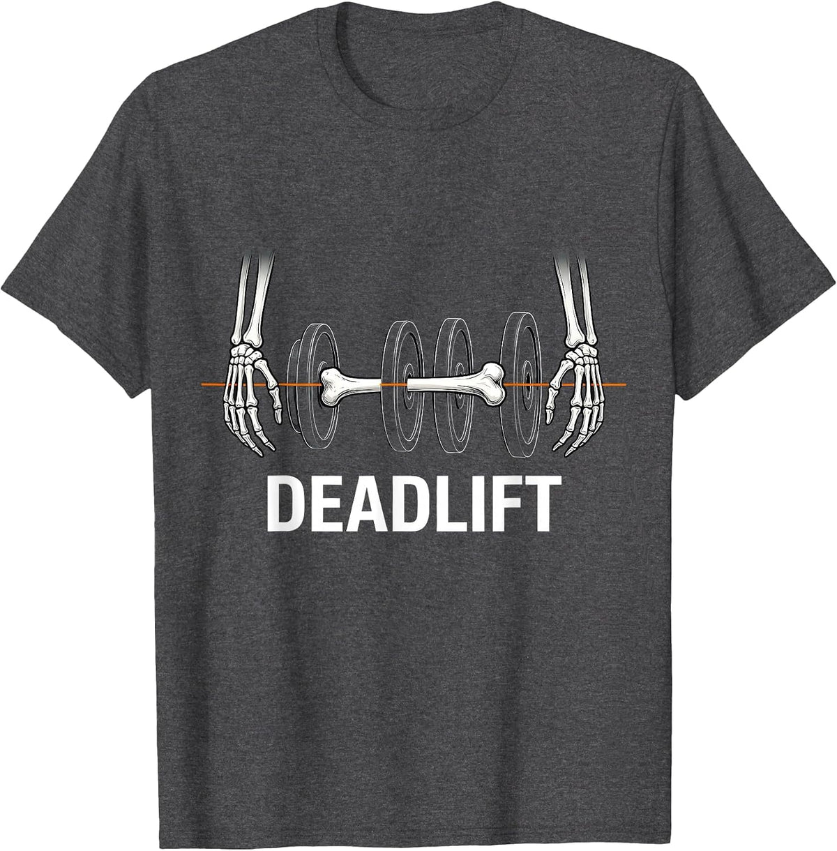 Deadlift Funny Halloween Skeleton Weight Lifting Workout T-Shirt - Dark Heather Grey