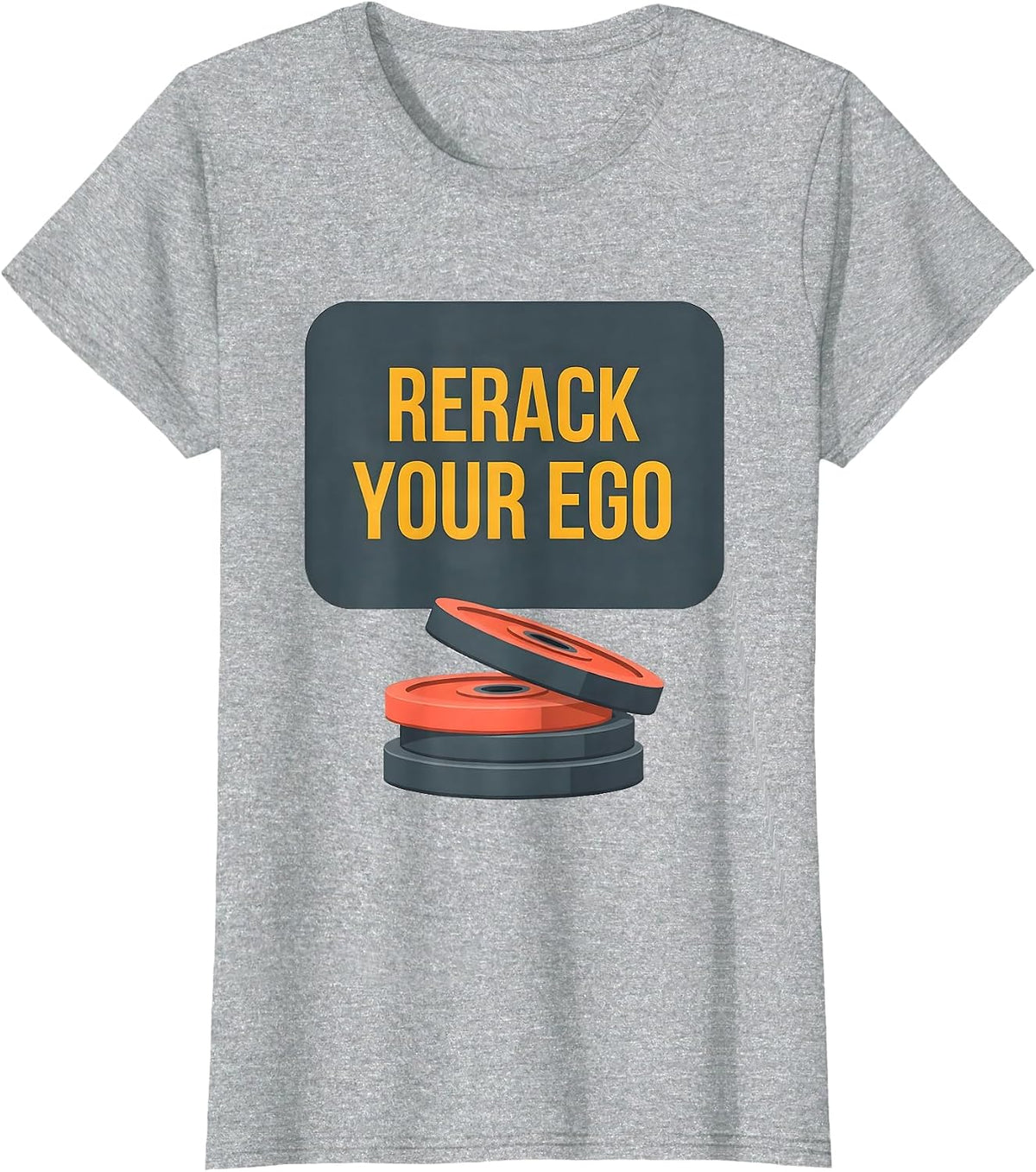 Women's Rerack Your Ego Funny Gym Meme Weightlifting Workout T-Shirt - Heather Grey