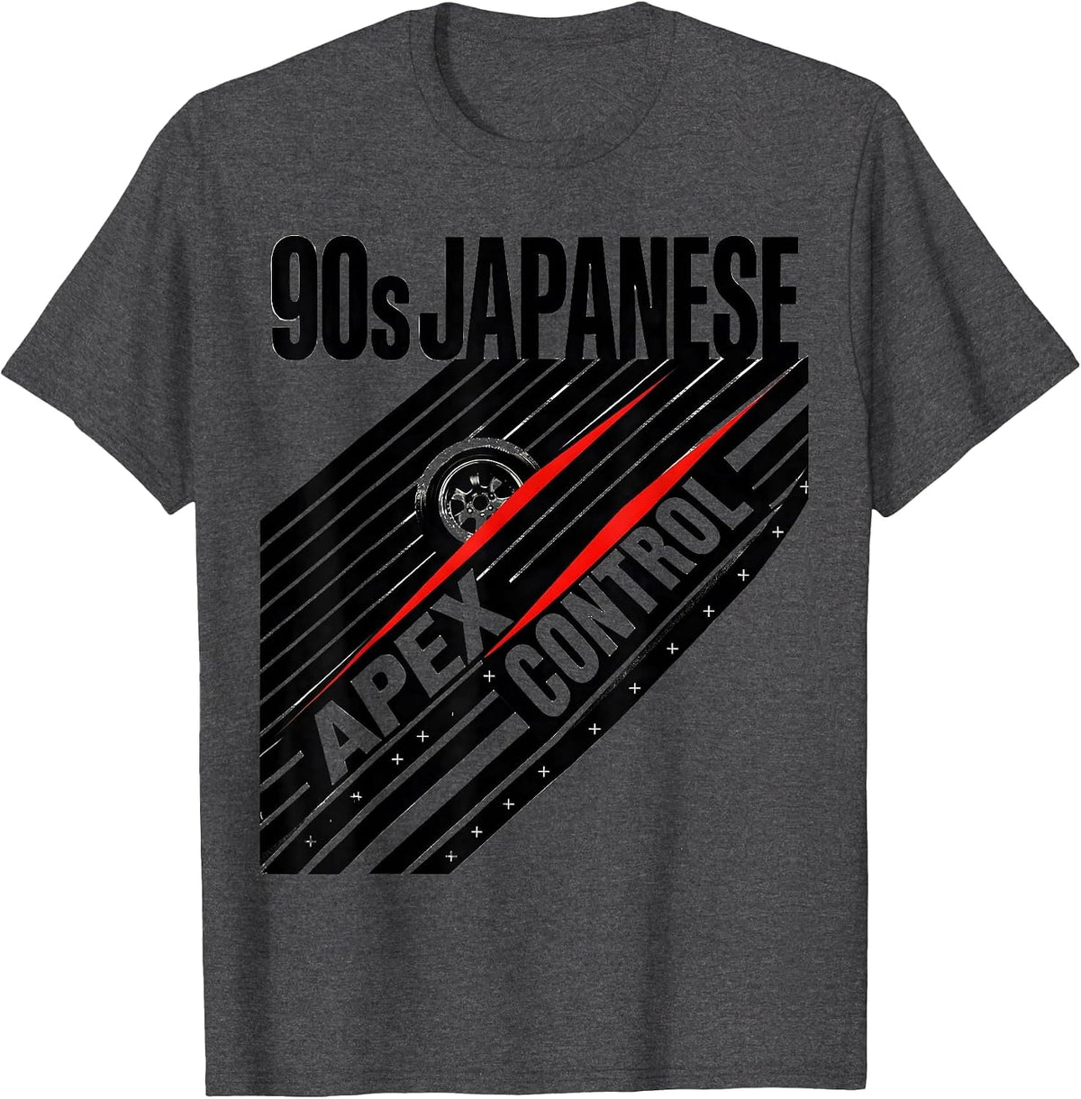 90s Japanese Apex Control JDM Drift Car Enthusiast Nostalgia T-Shirt - Dark Heather Grey