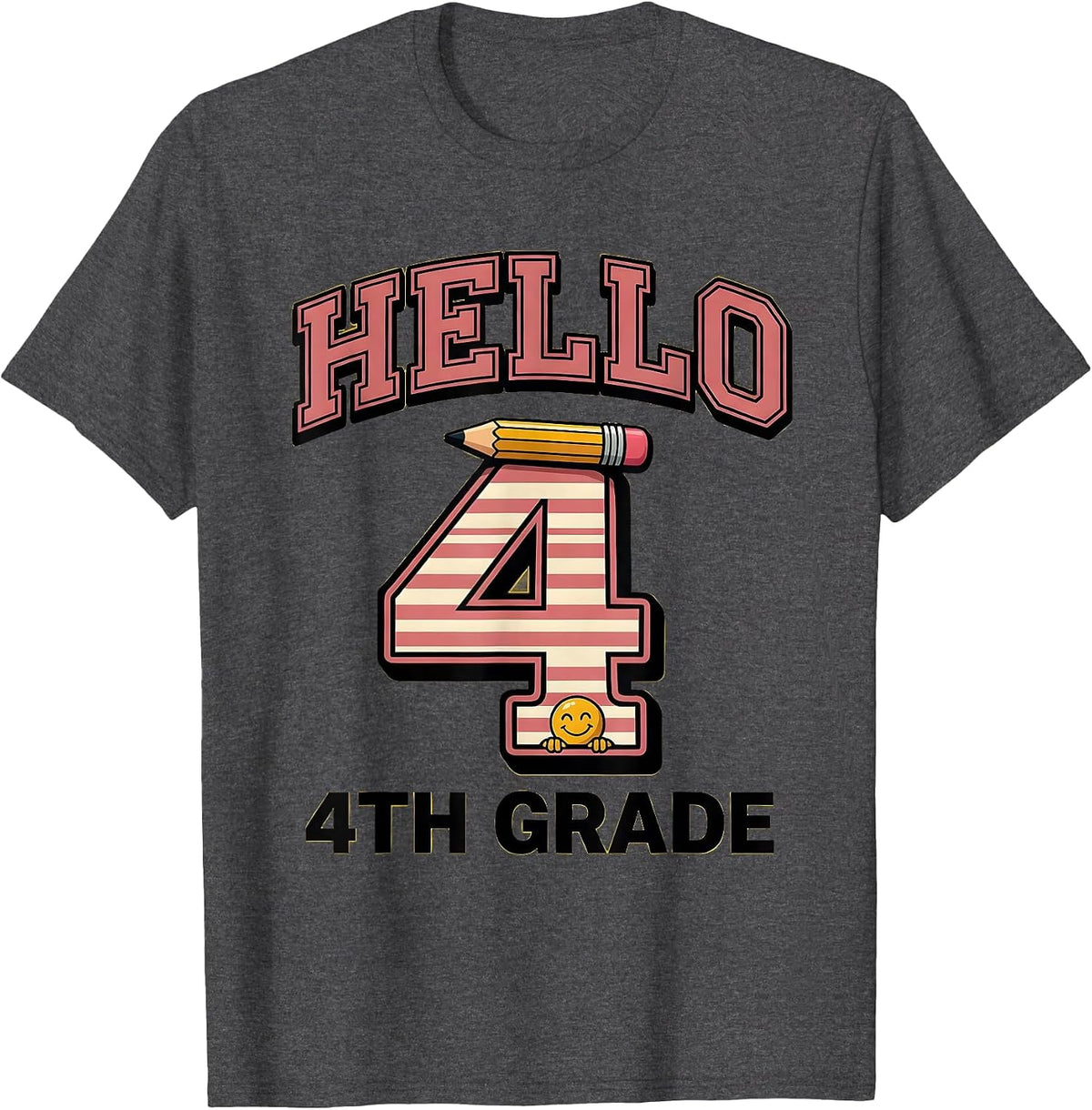 Hello 4th Grade Cute Back To School Teacher Student First T-Shirt - Dark Heather Grey