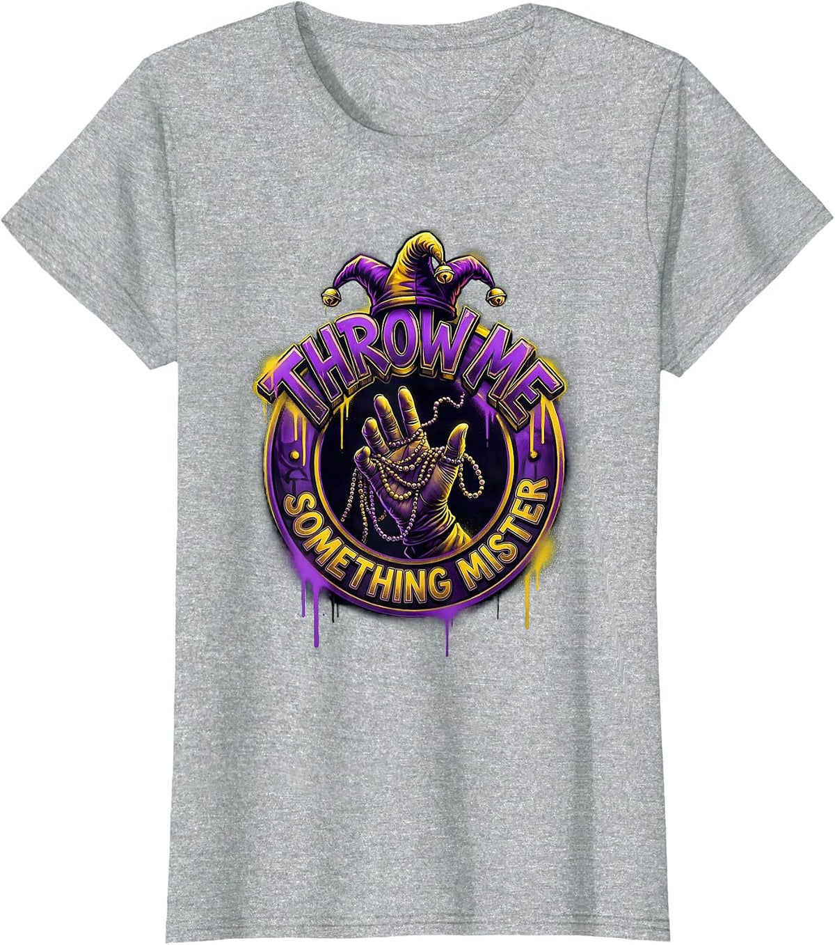 Throw Me Something Mister Mardi Gras Design T-Shirt - Heather Grey