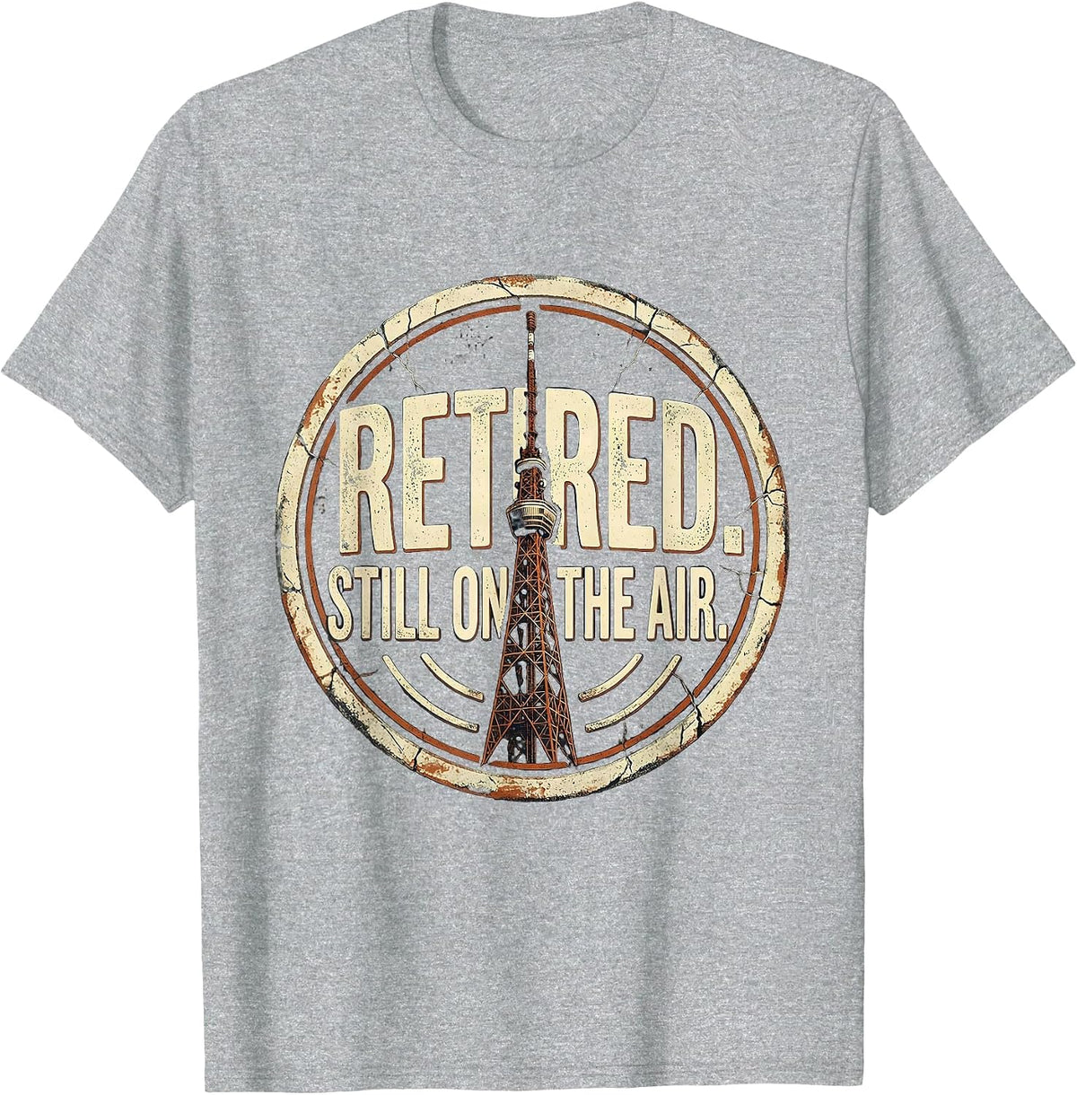Men's Retired Still On The Air Distressed Ham Radio Operator Humor T-Shirt - Heather Grey