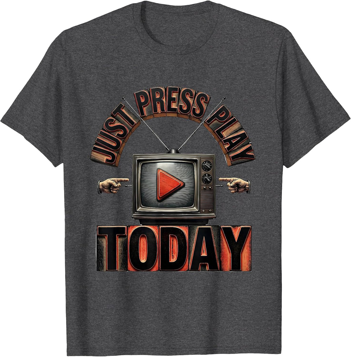 Just Press Play Substitute Teacher Design T-Shirt - Dark Heather Grey