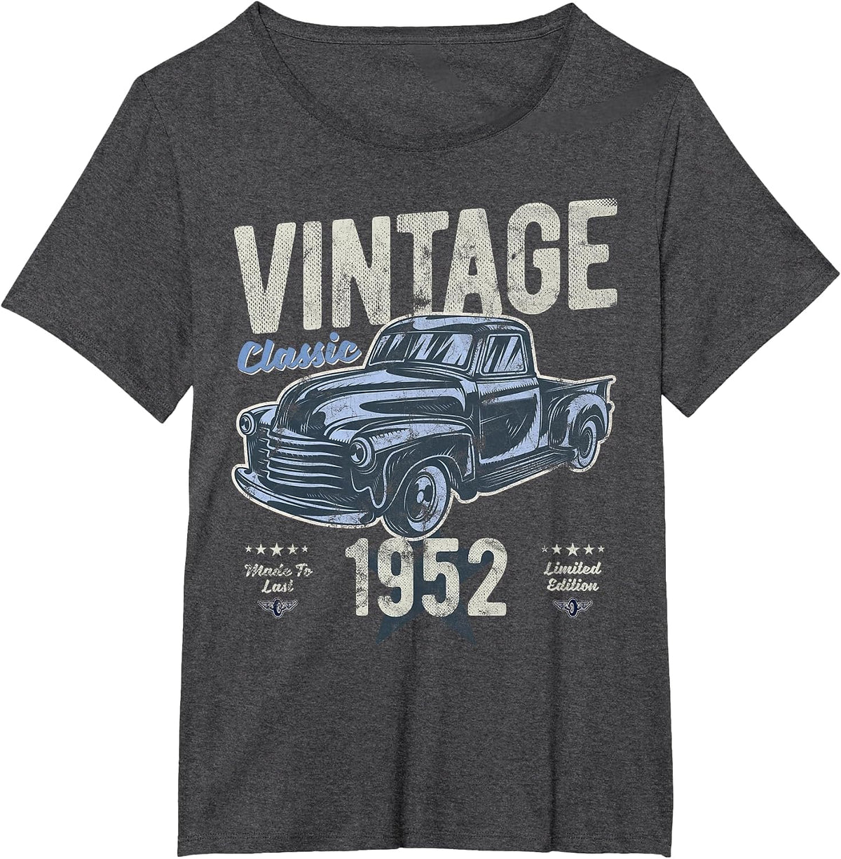 Vintage, Born 1952, Birthday, Classic Pick Up Truck T-Shirt - Dark Heather Grey