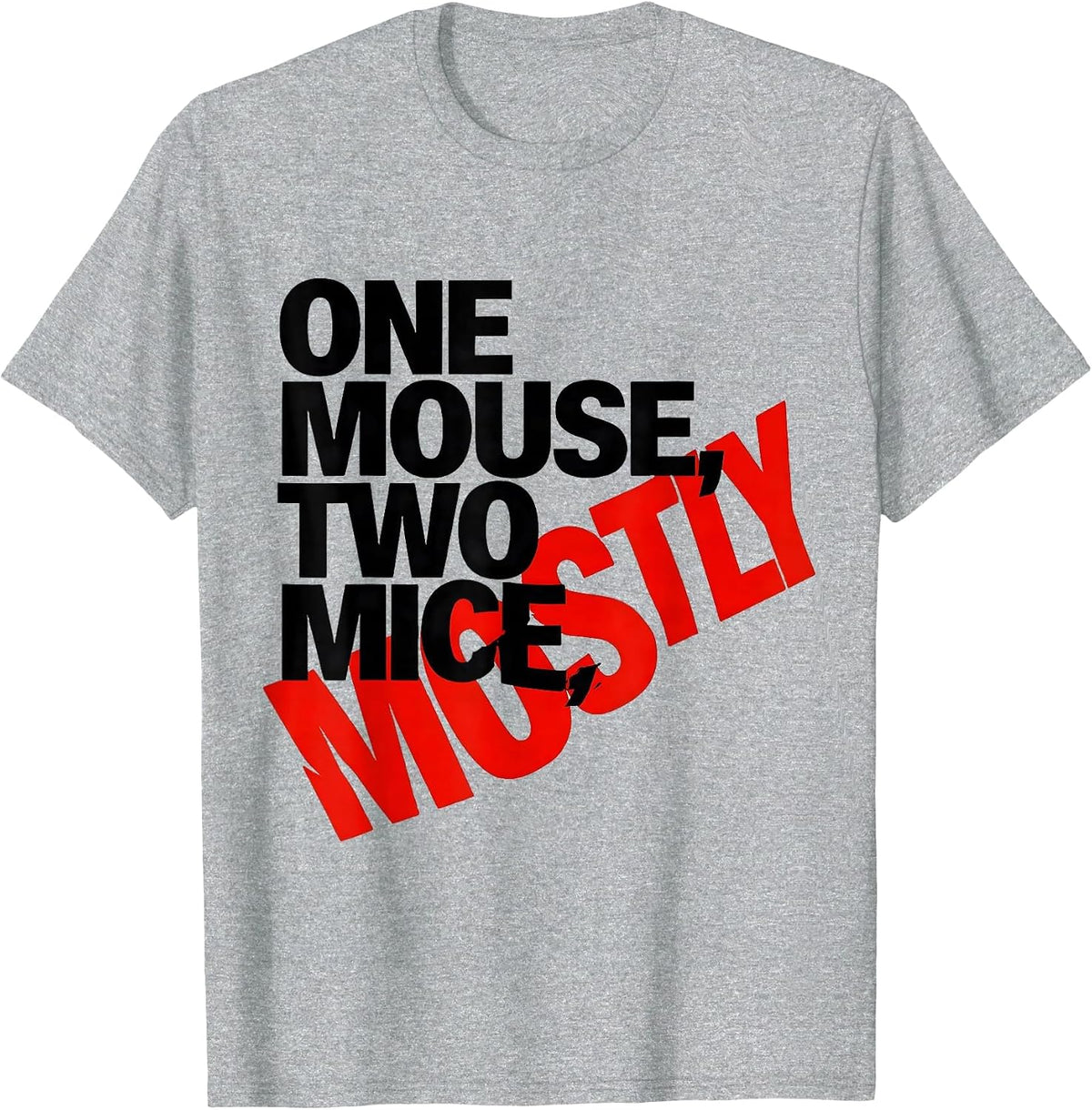 Men's One Mouse Two Mice Mostly Funny Grammar Teacher Humor T-Shirt - Heather Grey
