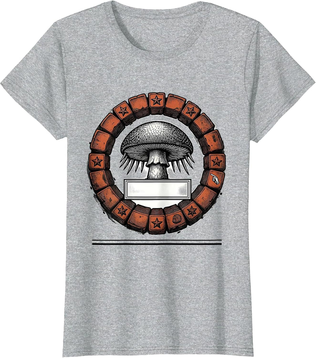 Women's Shield Seal Hedgehog Mushroom Forager Humor T-Shirt - Heather Grey