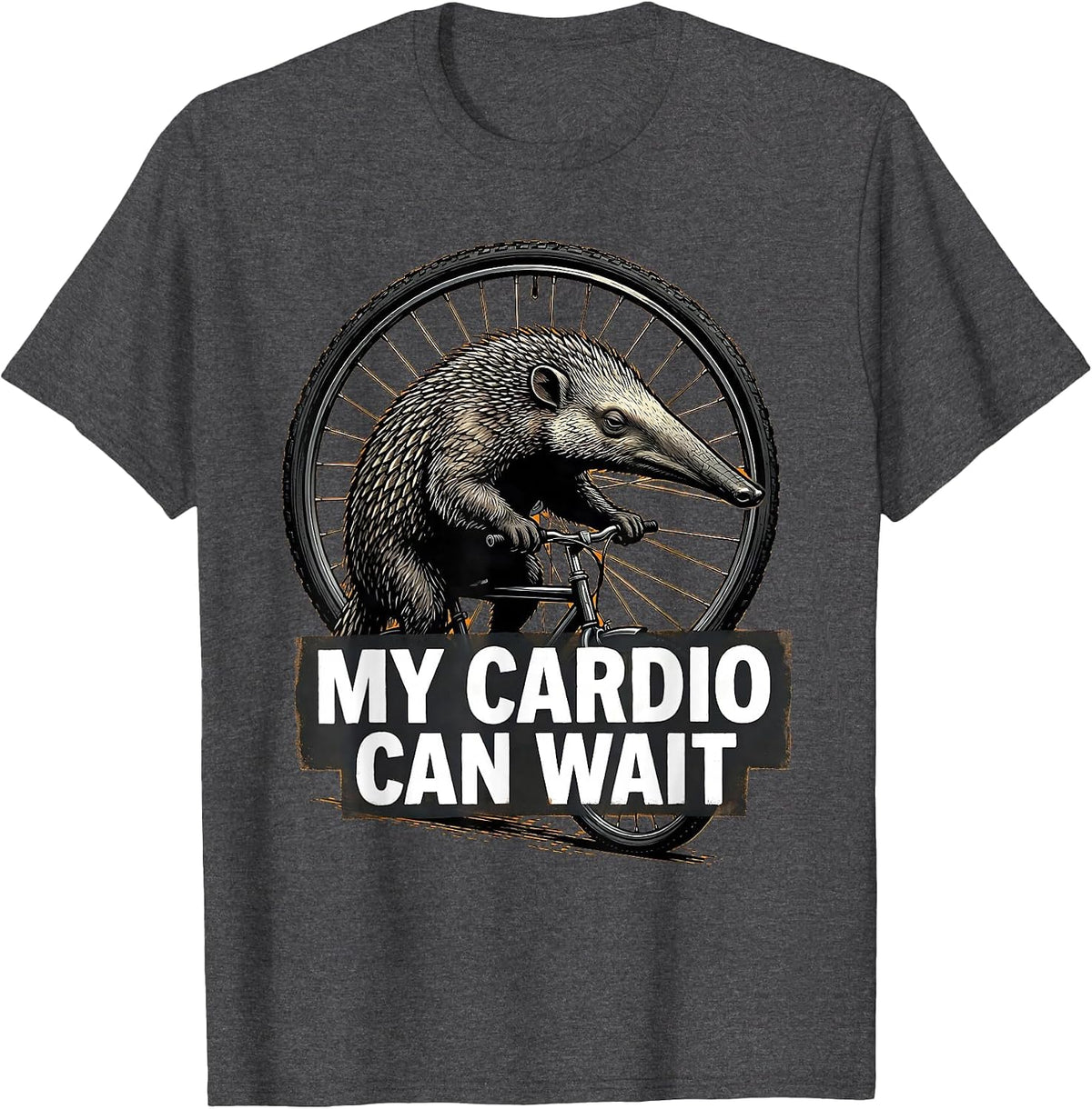 My Cardio Can Wait Funny Gym Aardvark Workout Humor T-Shirt - Dark Heather Grey