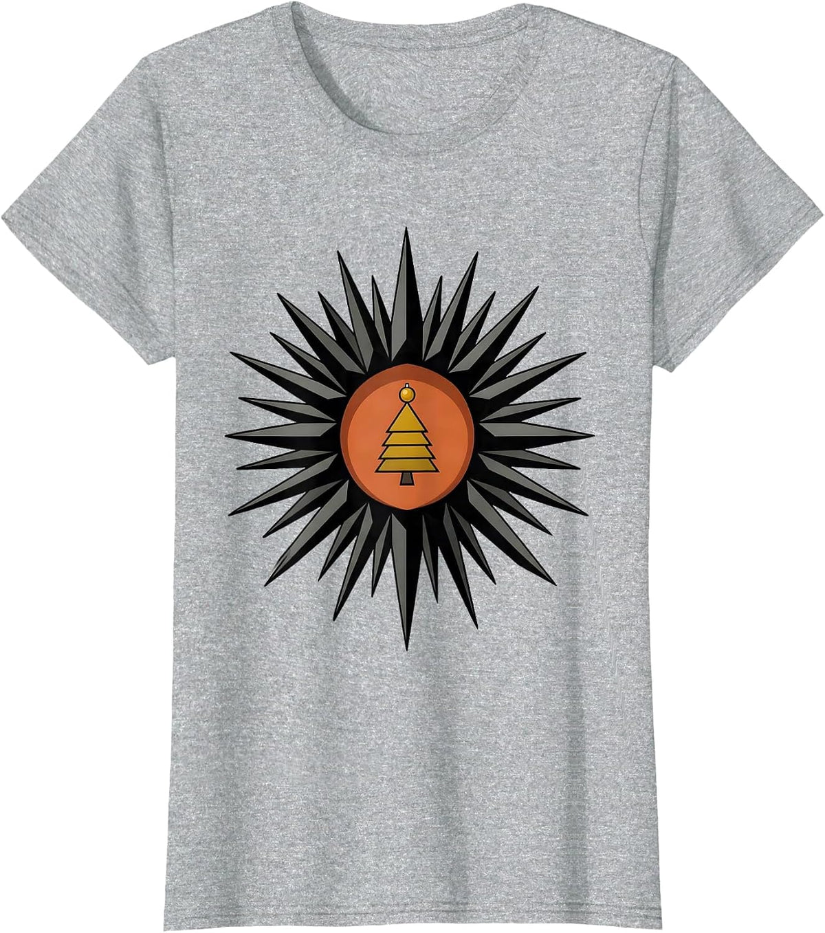 Women's Starburst Hedgehog Warm Nest Cute Christmas Animal Lover T-Shirt - Heather Grey
